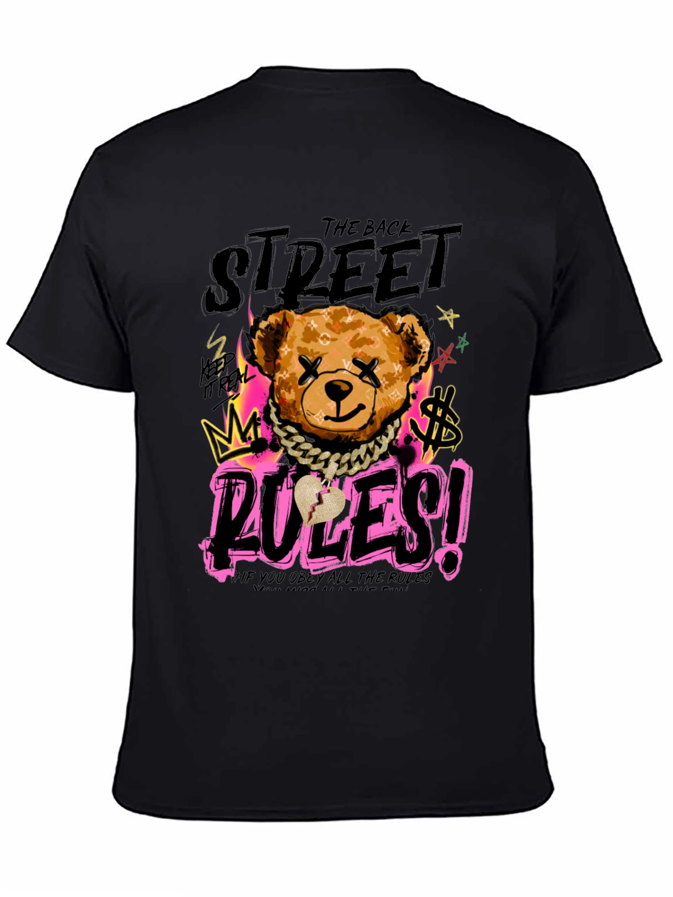 Black Street Rules Graphic Print Crew Neck T-Shirt view 4