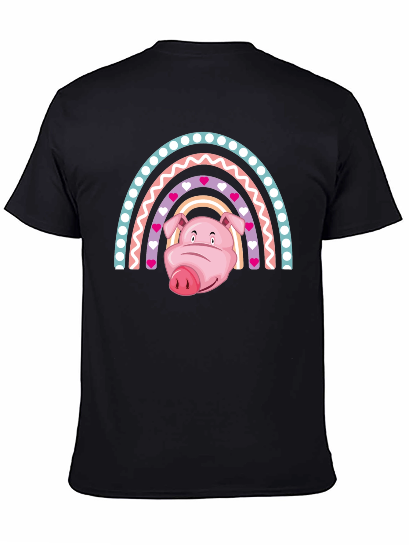 Black Rainbow Pig Graphic Tee view 4