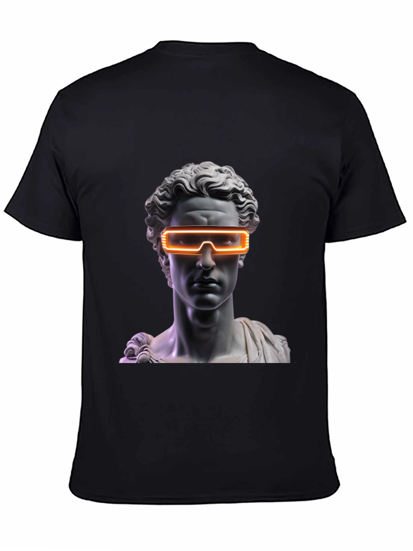 Black Neon Statue Graphic Tee - Modern Art T-Shirt view 4