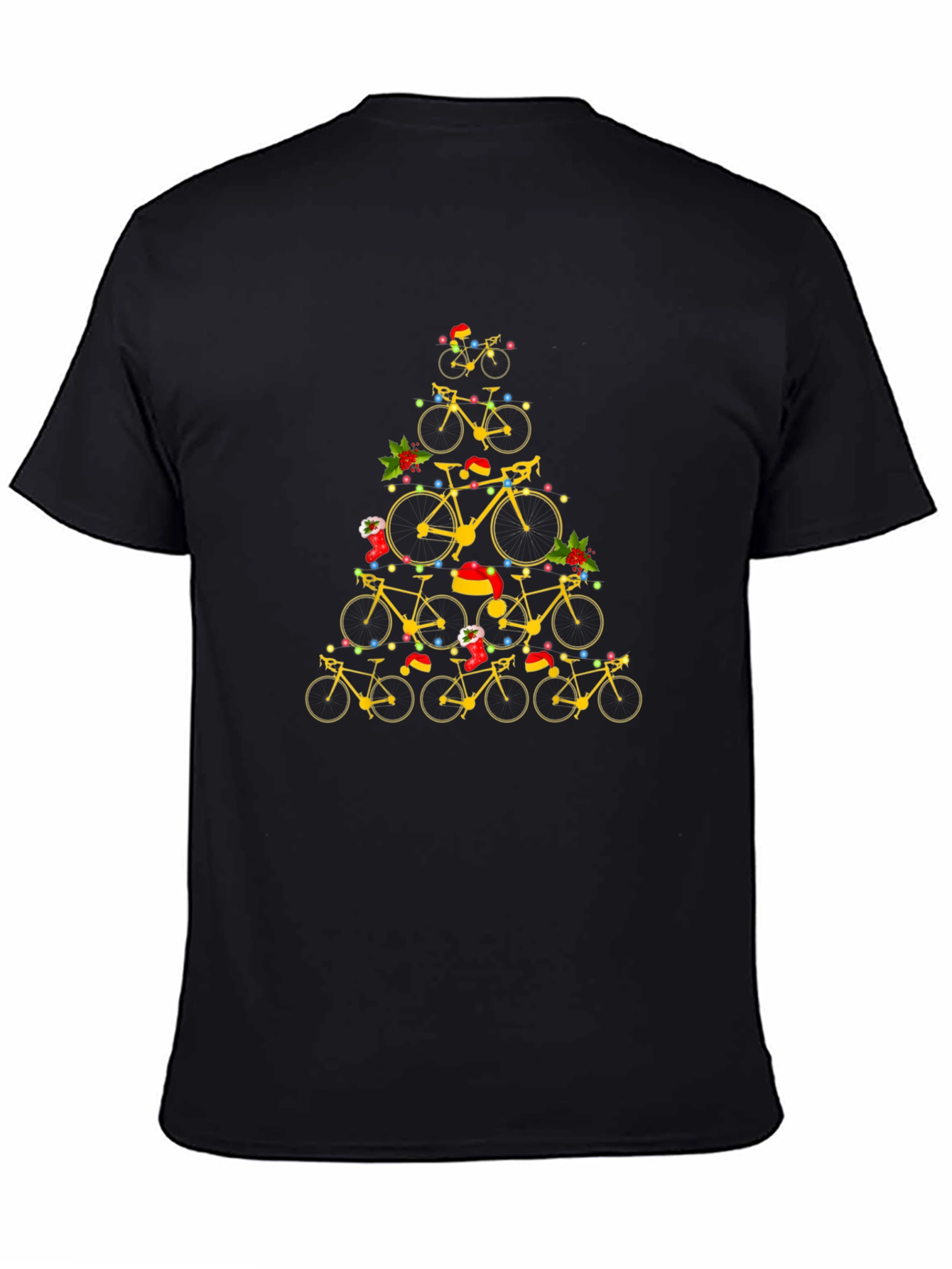 Black Bicycle Christmas Tree Graphic Tee view 4