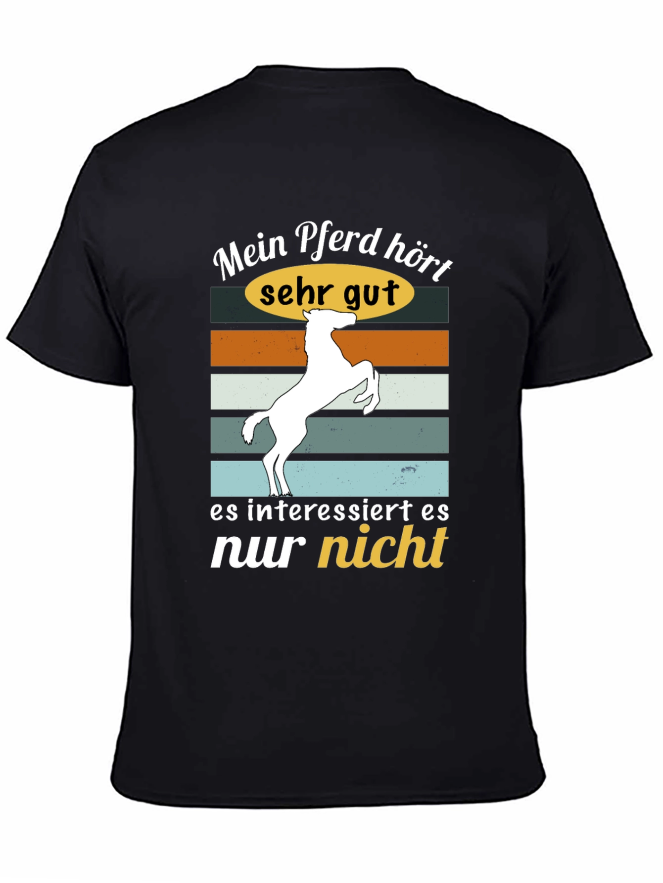 Black Funny Horse T-Shirt - Mein Pferd hört sehr gut view 4