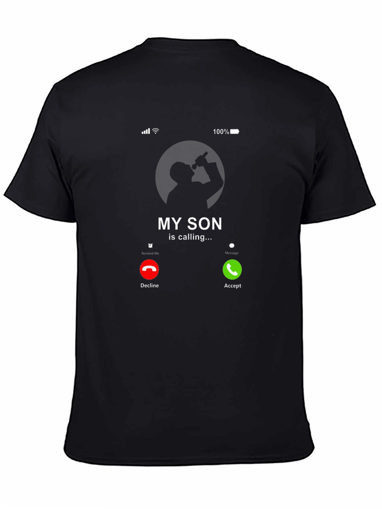 Black My Son is Calling T-Shirt - Funny Dad Tee view 4