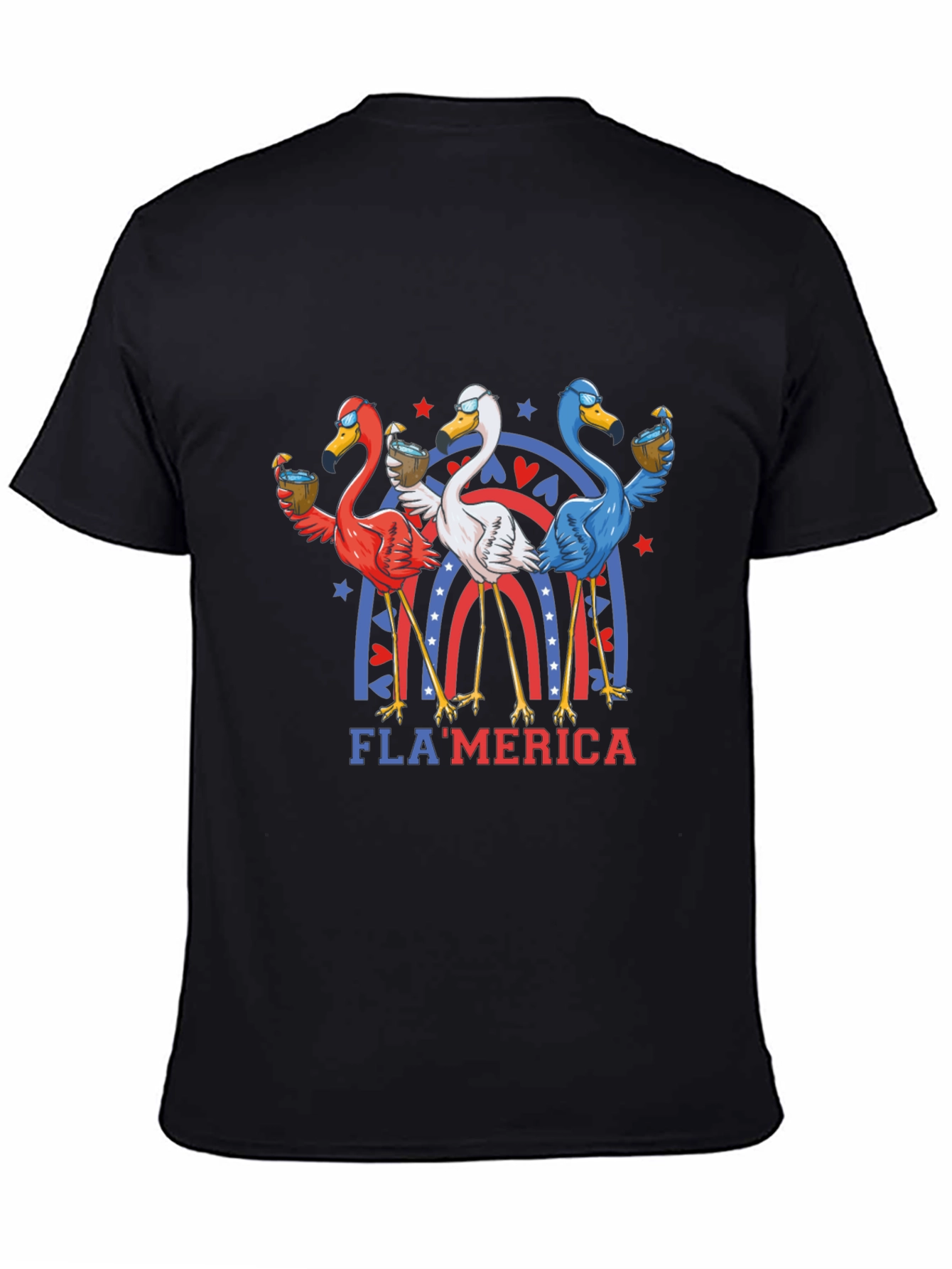 Black Fla'merica Patriotic Flamingo T-Shirt view 4
