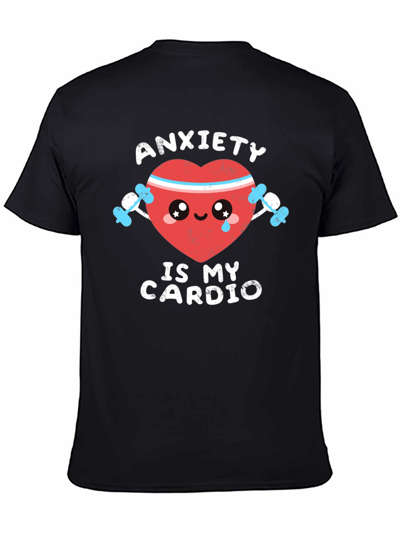 Black Anxiety Is My Cardio Funny Graphic Tee view 4