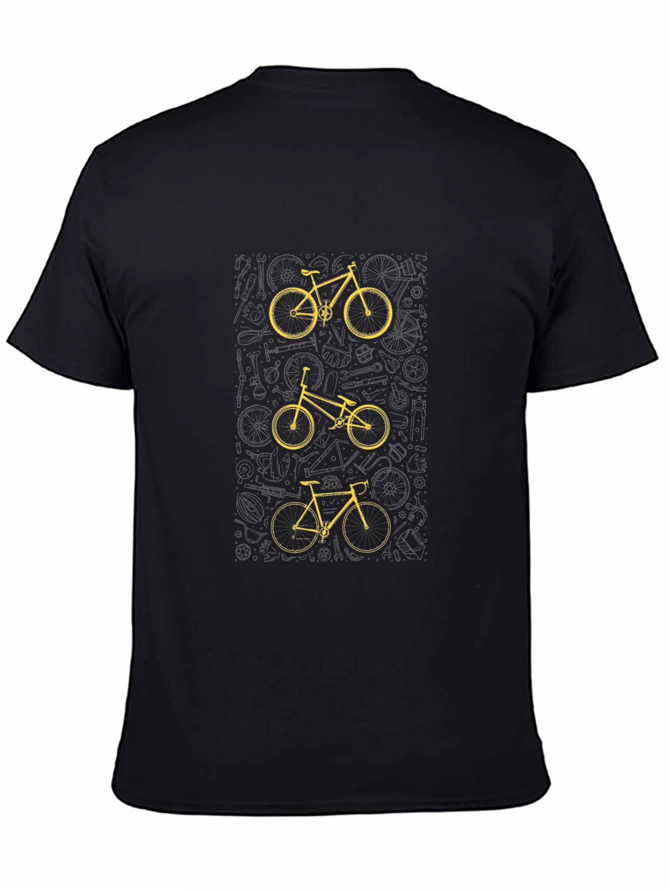 Black Stylish Bike Graphic Tee - Black Cotton Blend view 4