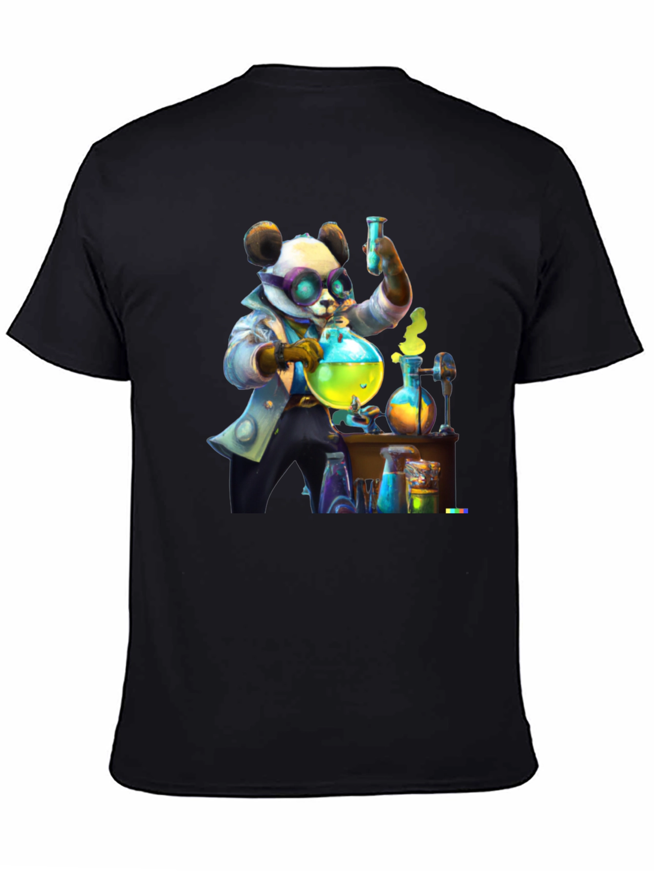 Black Mad Scientist Panda T-Shirt view 4