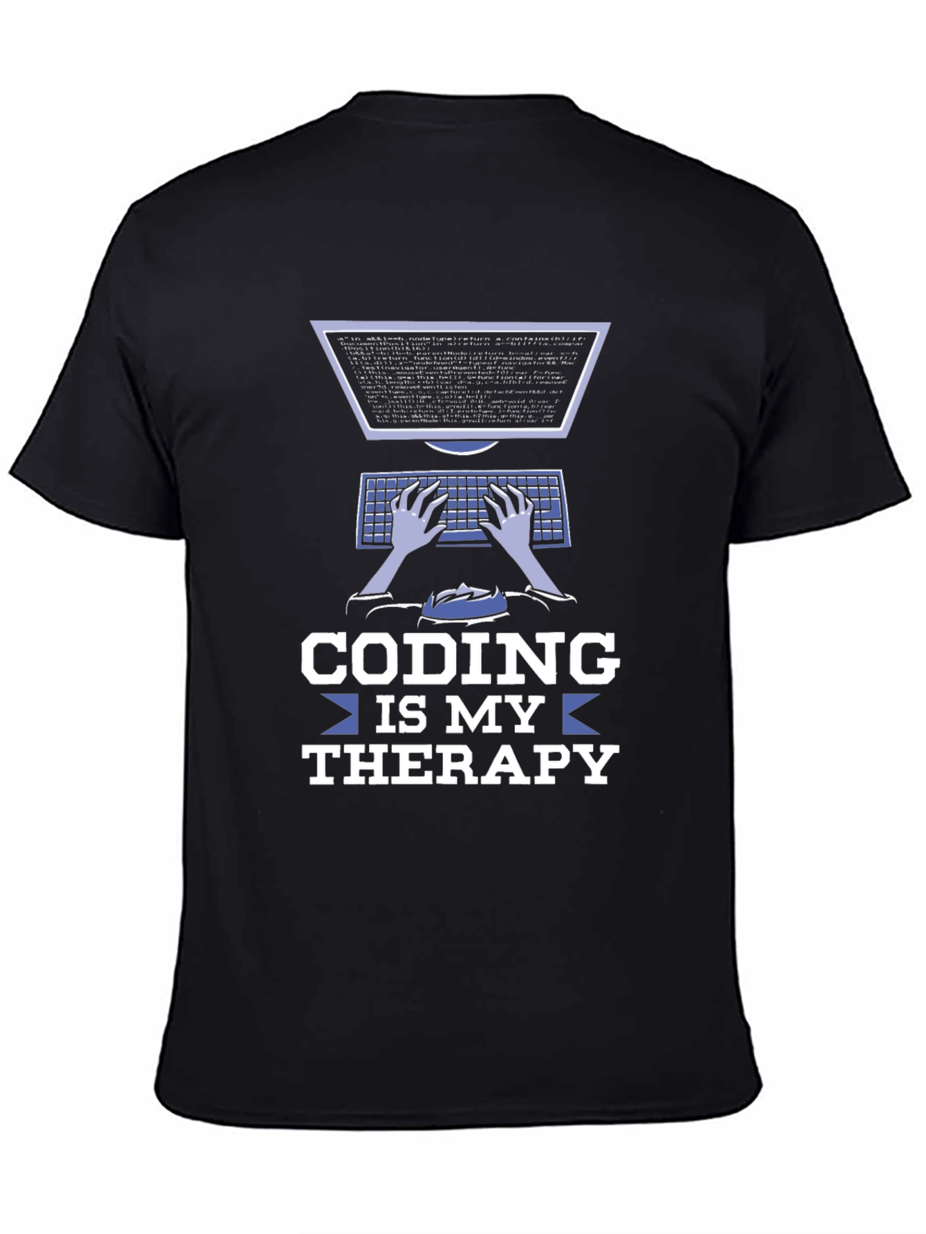 Black Coding Is My Therapy Graphic T-Shirt view 4