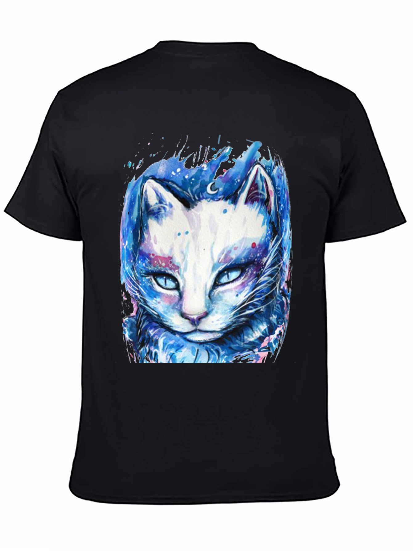 Black Cosmic Cat Graphic Tee - Black T-Shirt view 4