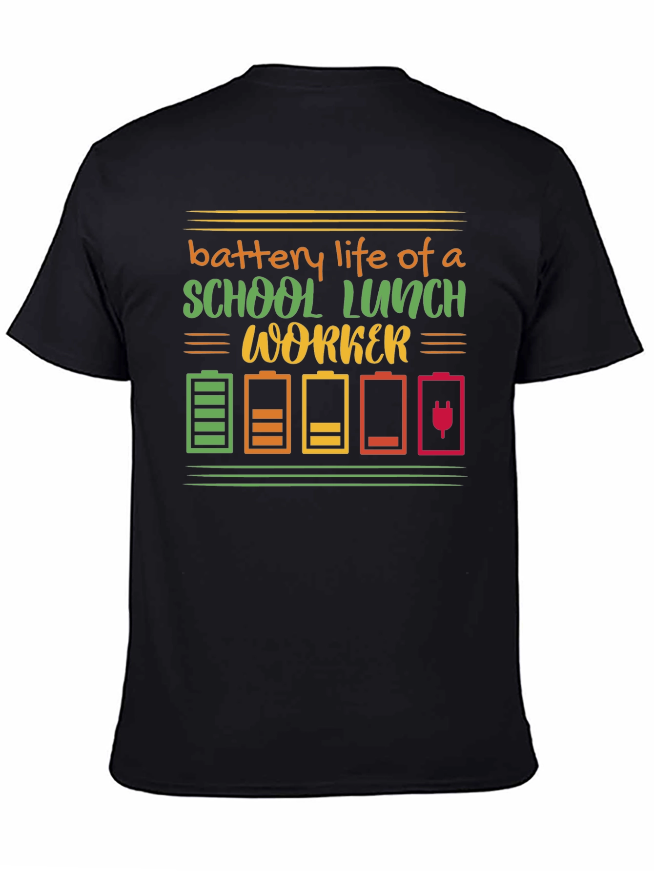 Black School Lunch Worker Battery Life Graphic Tee view 4