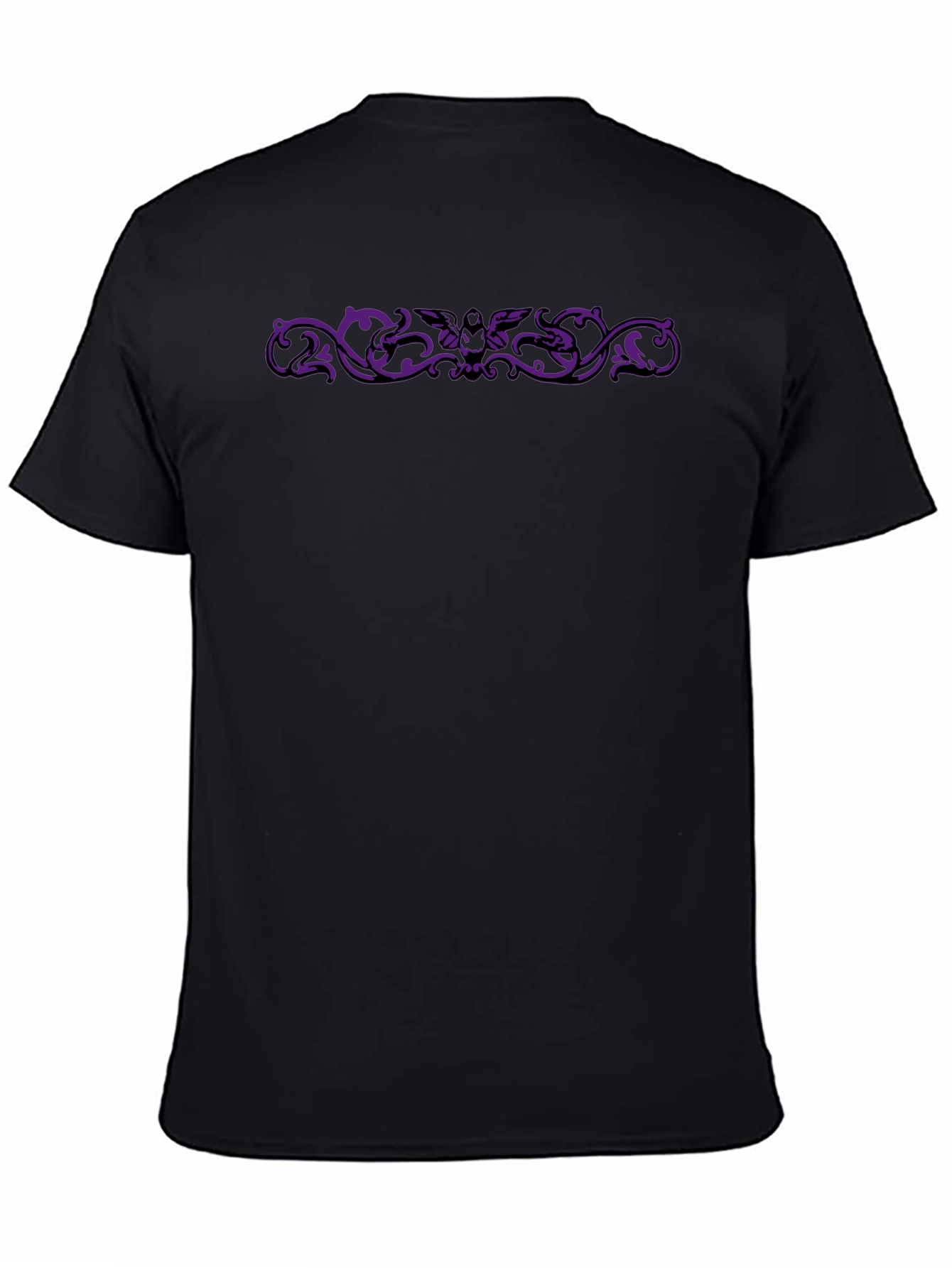 Black Gothic Bat Scrollwork Black Tee view 4