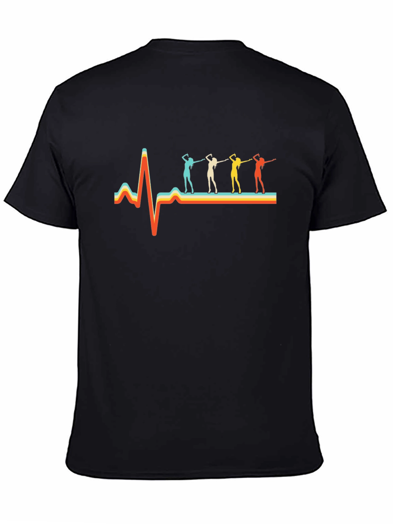 Black Retro Dance Heartbeat T-Shirt view 4
