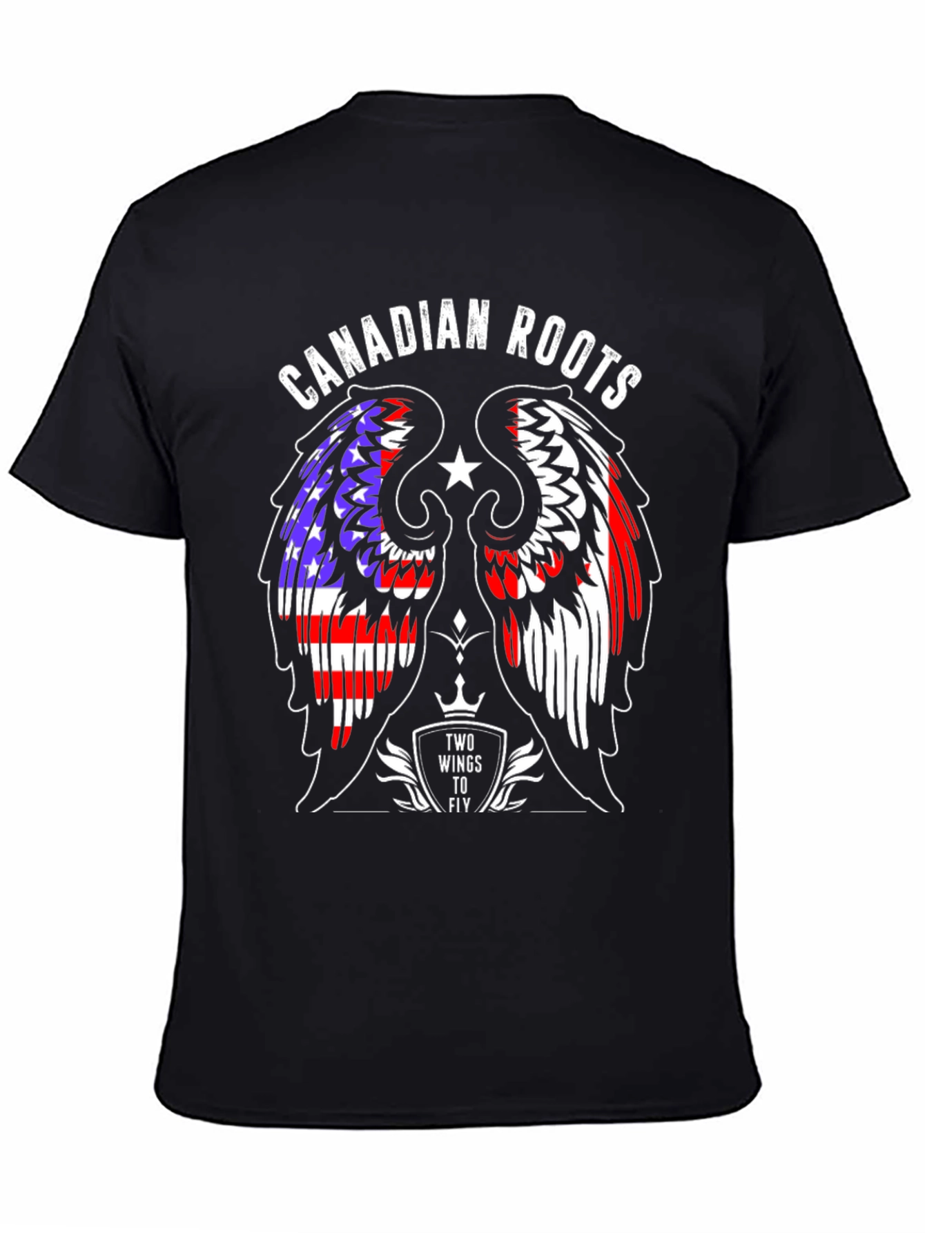 Black Canadian Roots T-Shirt - Two Wings to Fly view 4