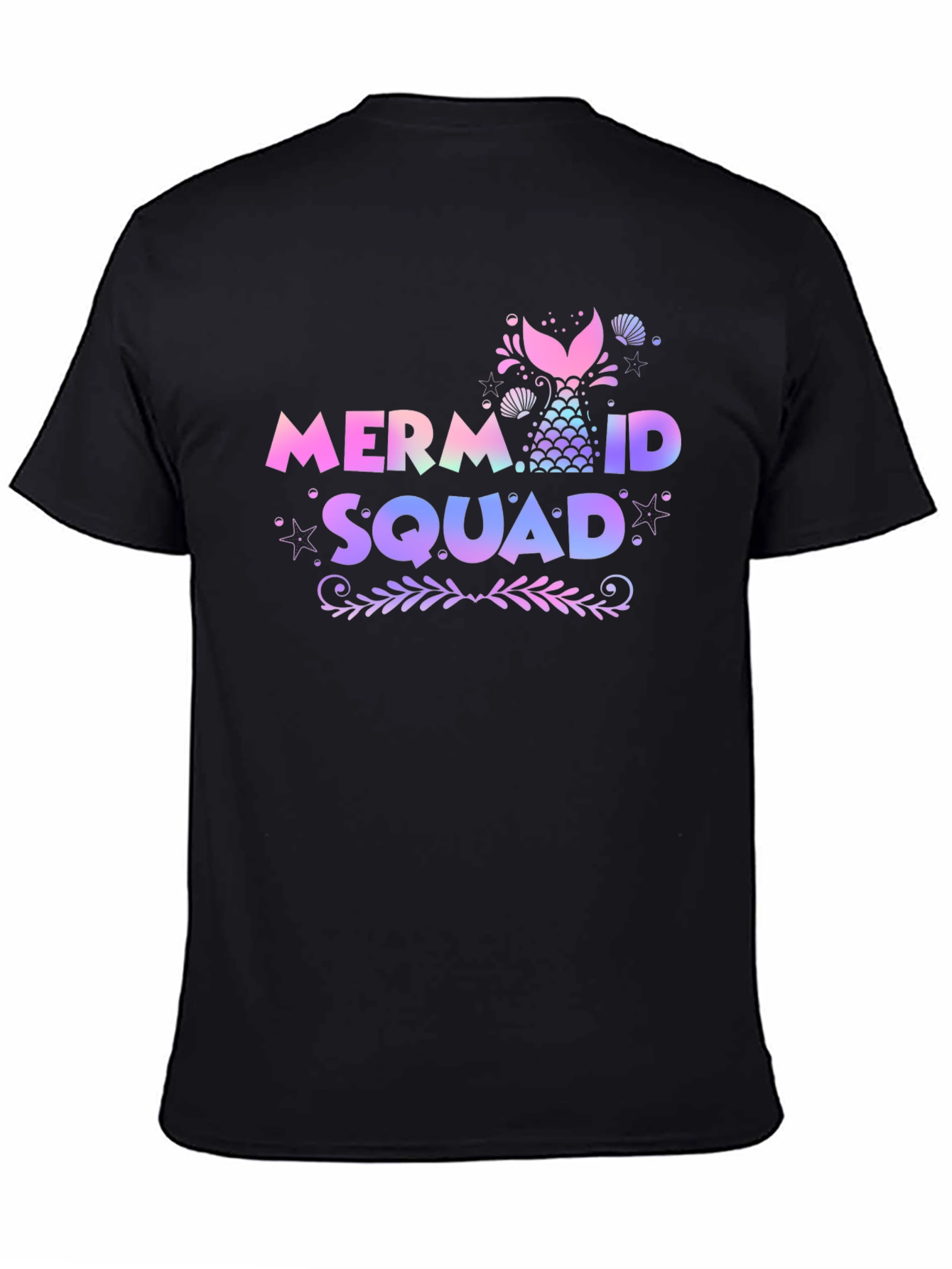 Black Mermaid Squad Tee - Black Cotton Crew Neck view 4