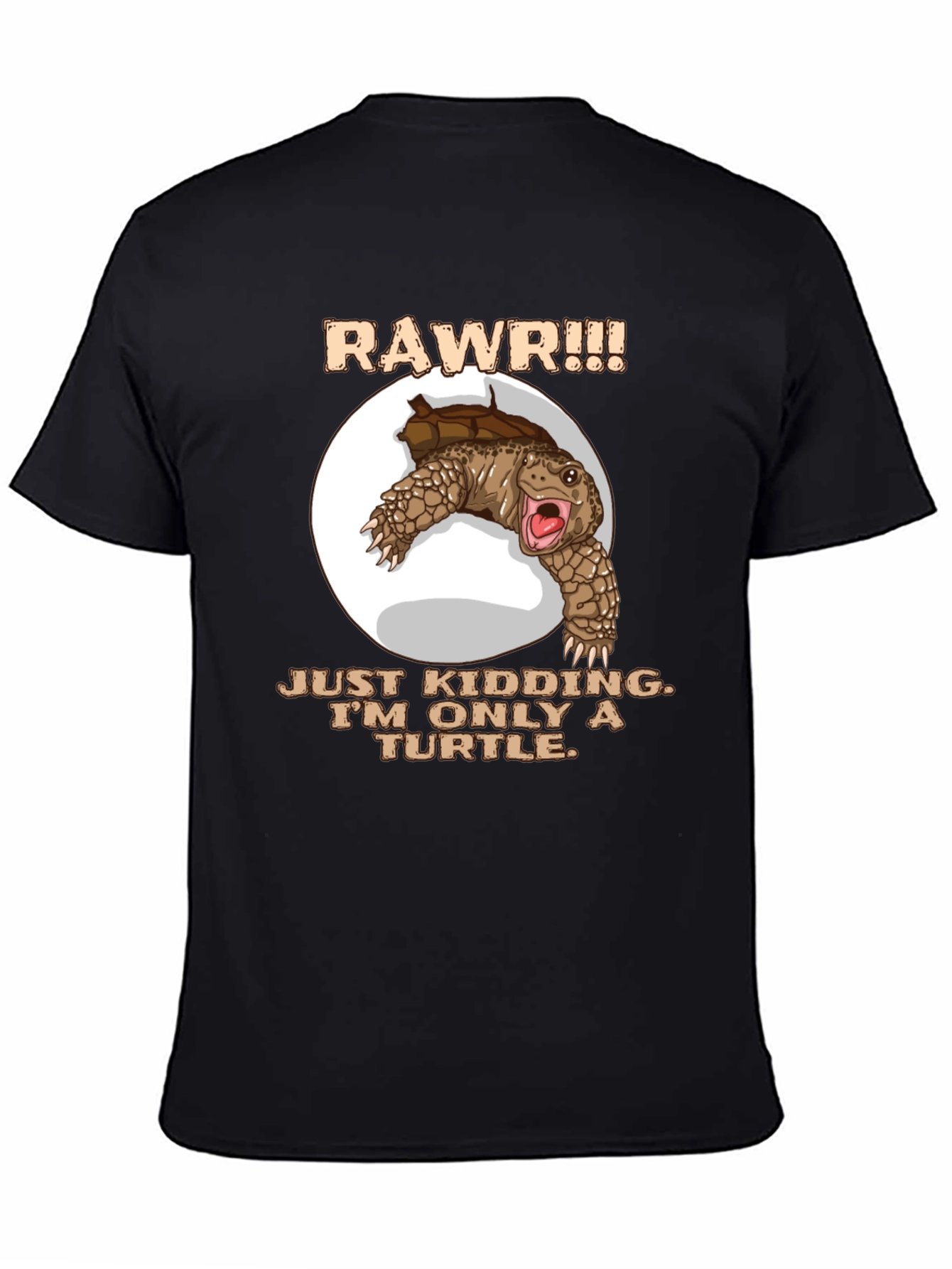 Black Funny Turtle RAWR Graphic T-Shirt view 4