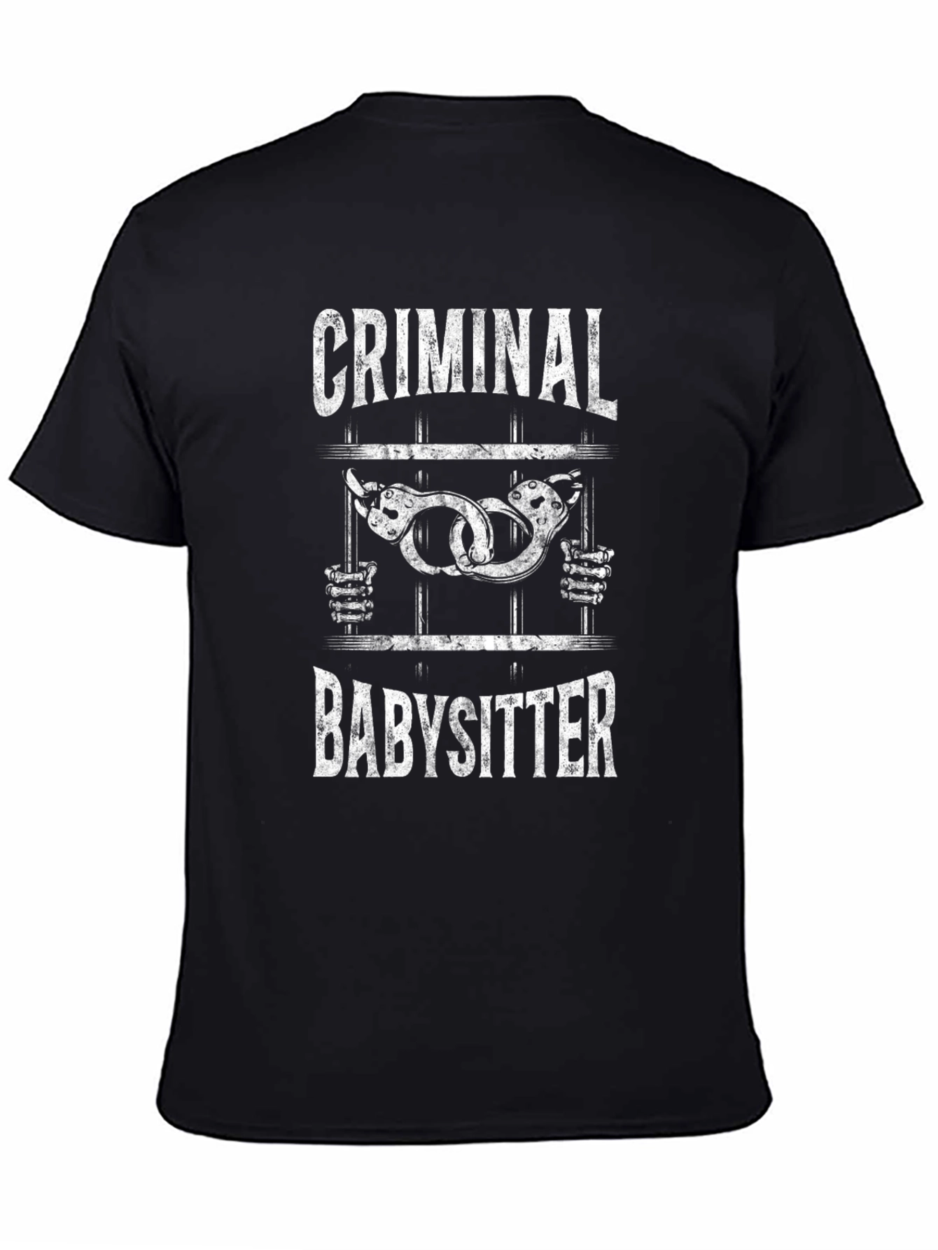 Black Criminal Babysitter Graphic Tee - Adult Humor T-Shirt view 4