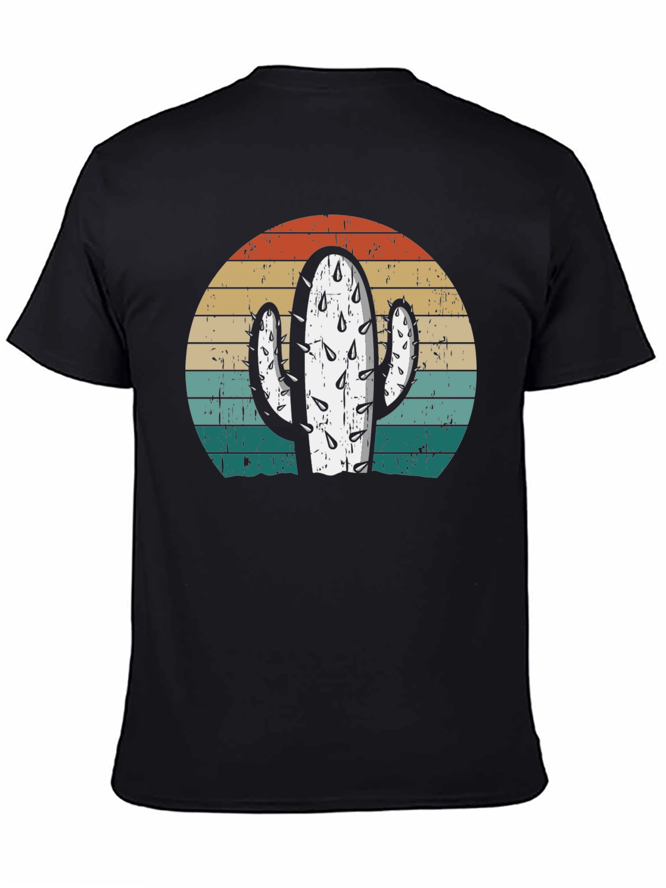 Black Retro Cactus Sunset Graphic Tee view 4
