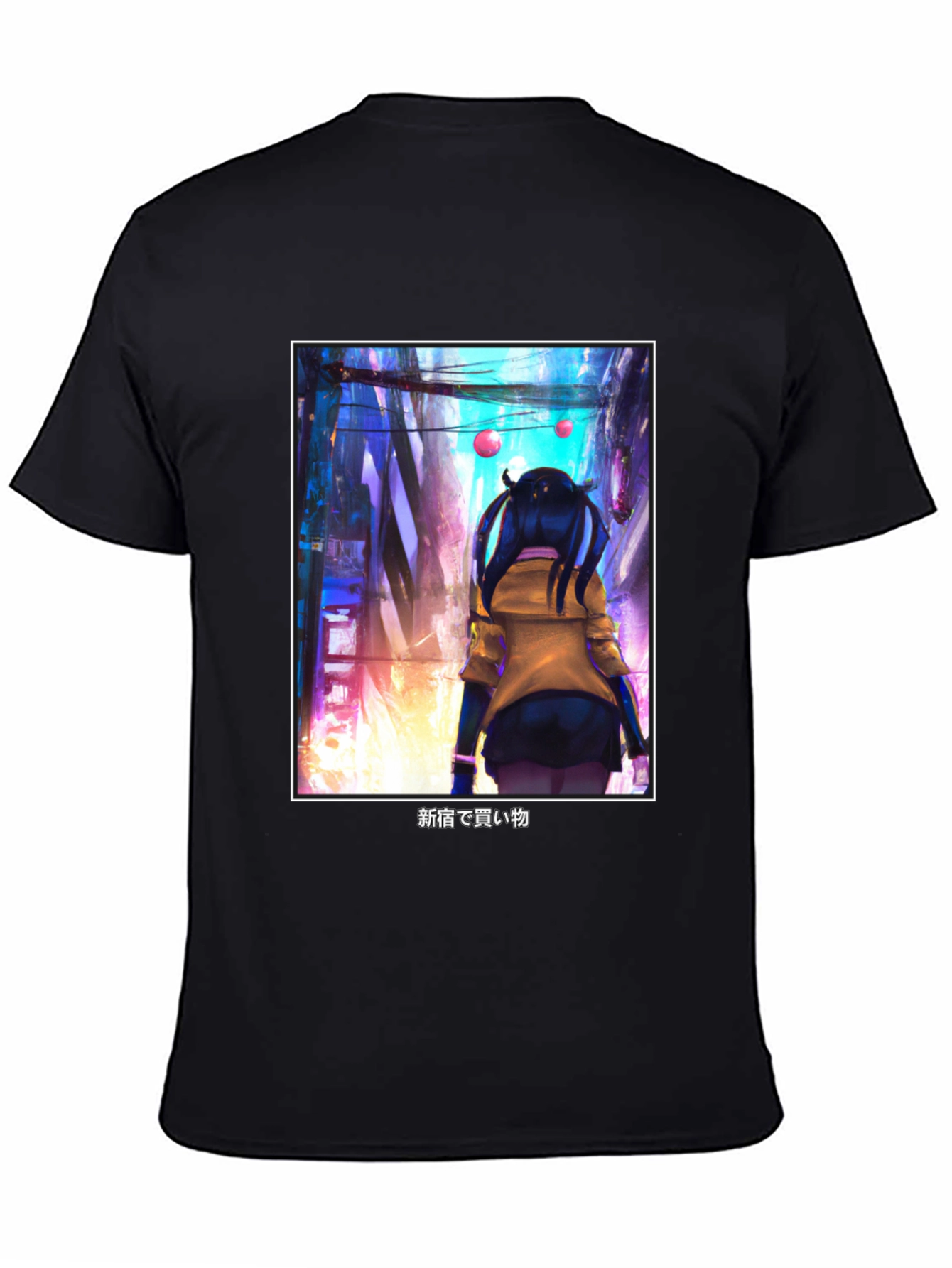 Black Anime Girl Black T-Shirt - Tokyo Streetwear Style view 4