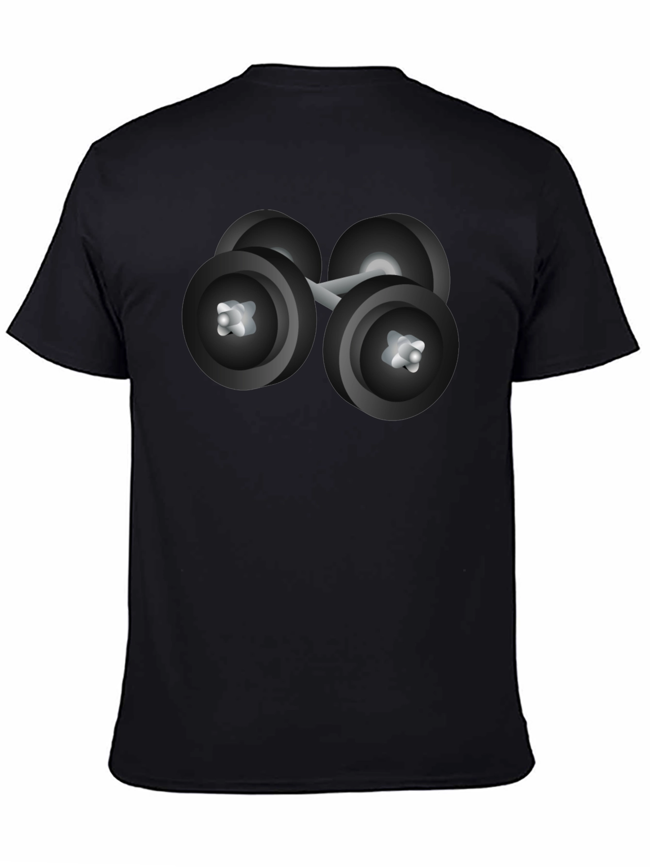 Black Dumbbell Graphic Tee - Fitness Lover's Black T-Shirt view 4
