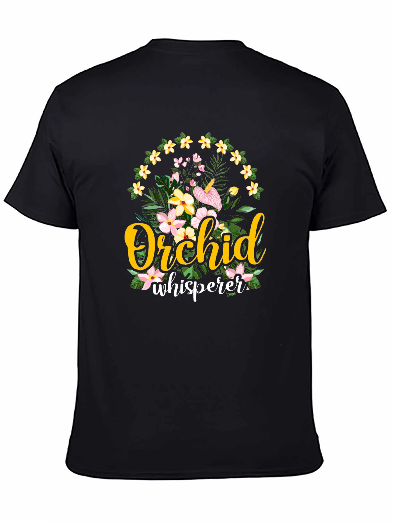 Black Orchid Whisperer Graphic T-Shirt - Floral Design view 4