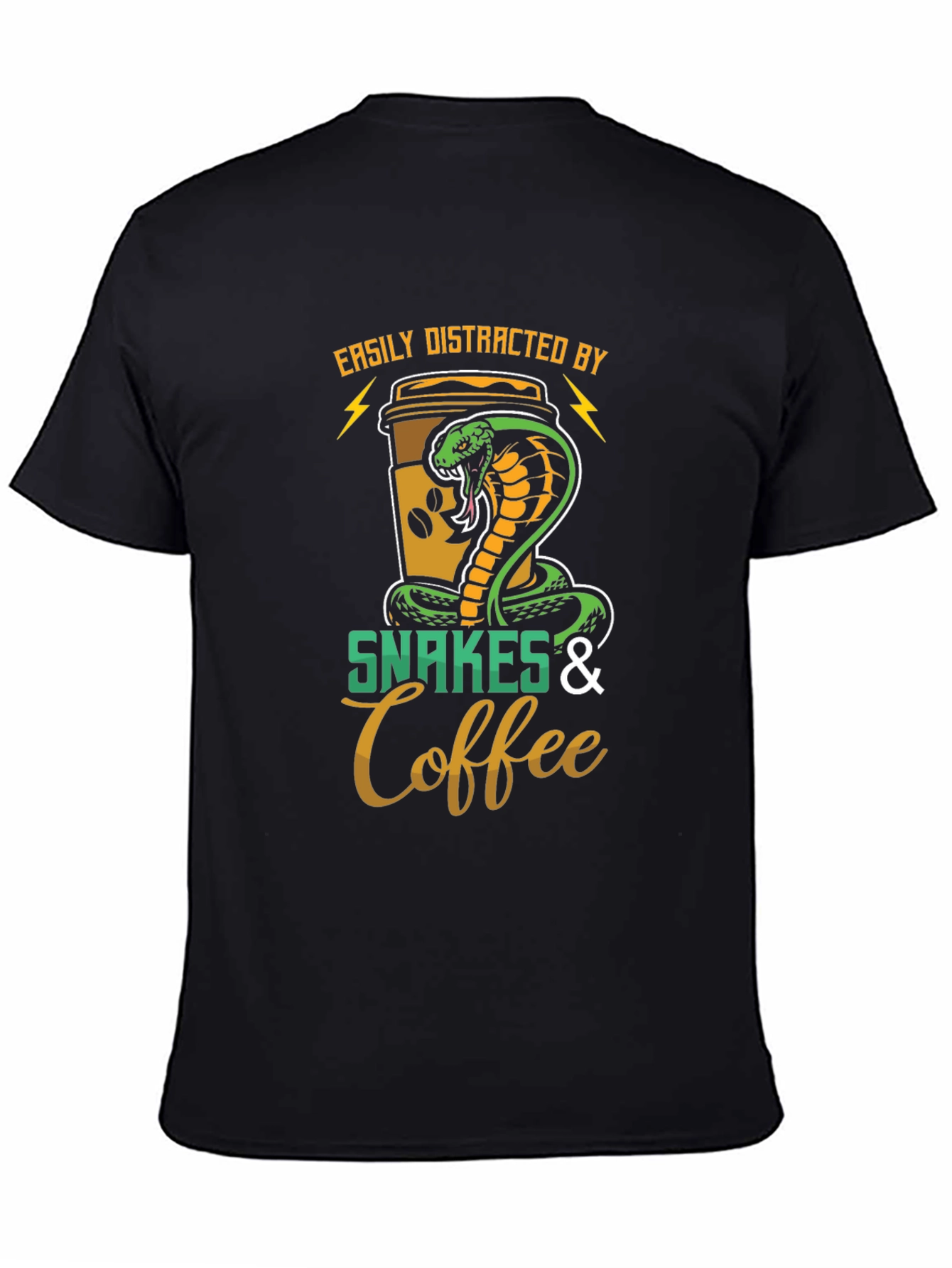 Black Snakes & Coffee T-Shirt: Easily Distracted Tee view 4