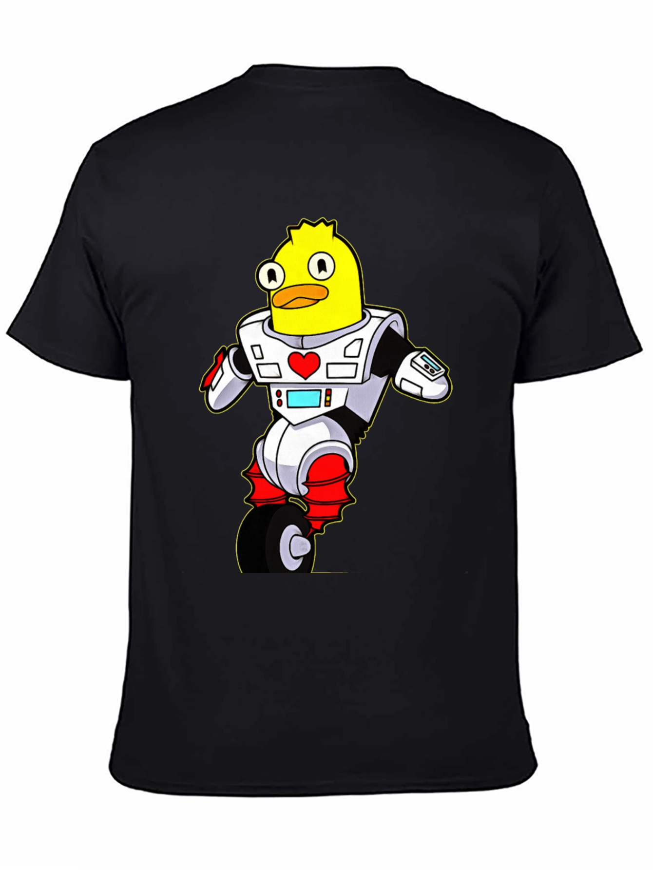 Black Robot Duck T-Shirt - Sci-Fi Cartoon Tee view 4