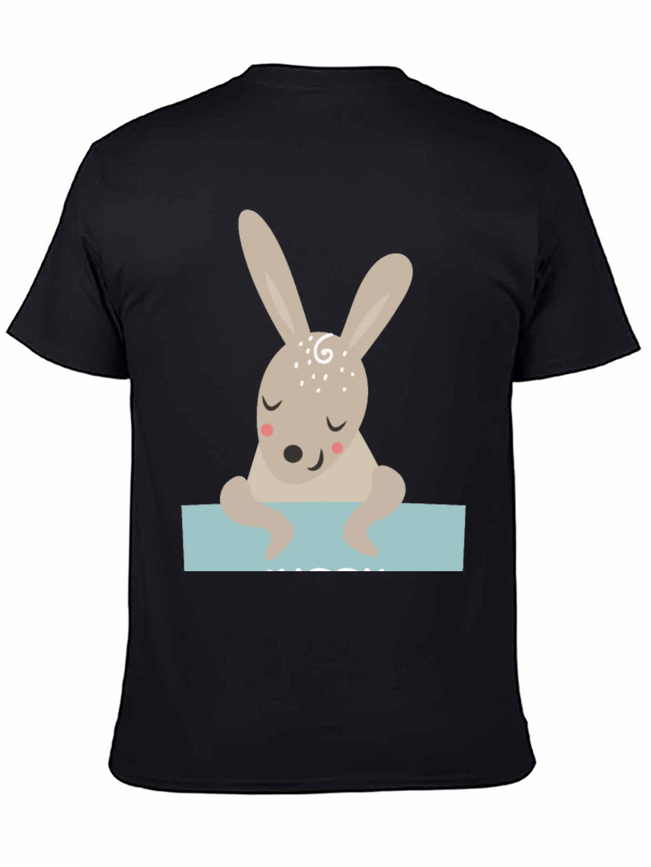 Black Cute Bunny Graphic Tee - Unisex Black T-Shirt view 4