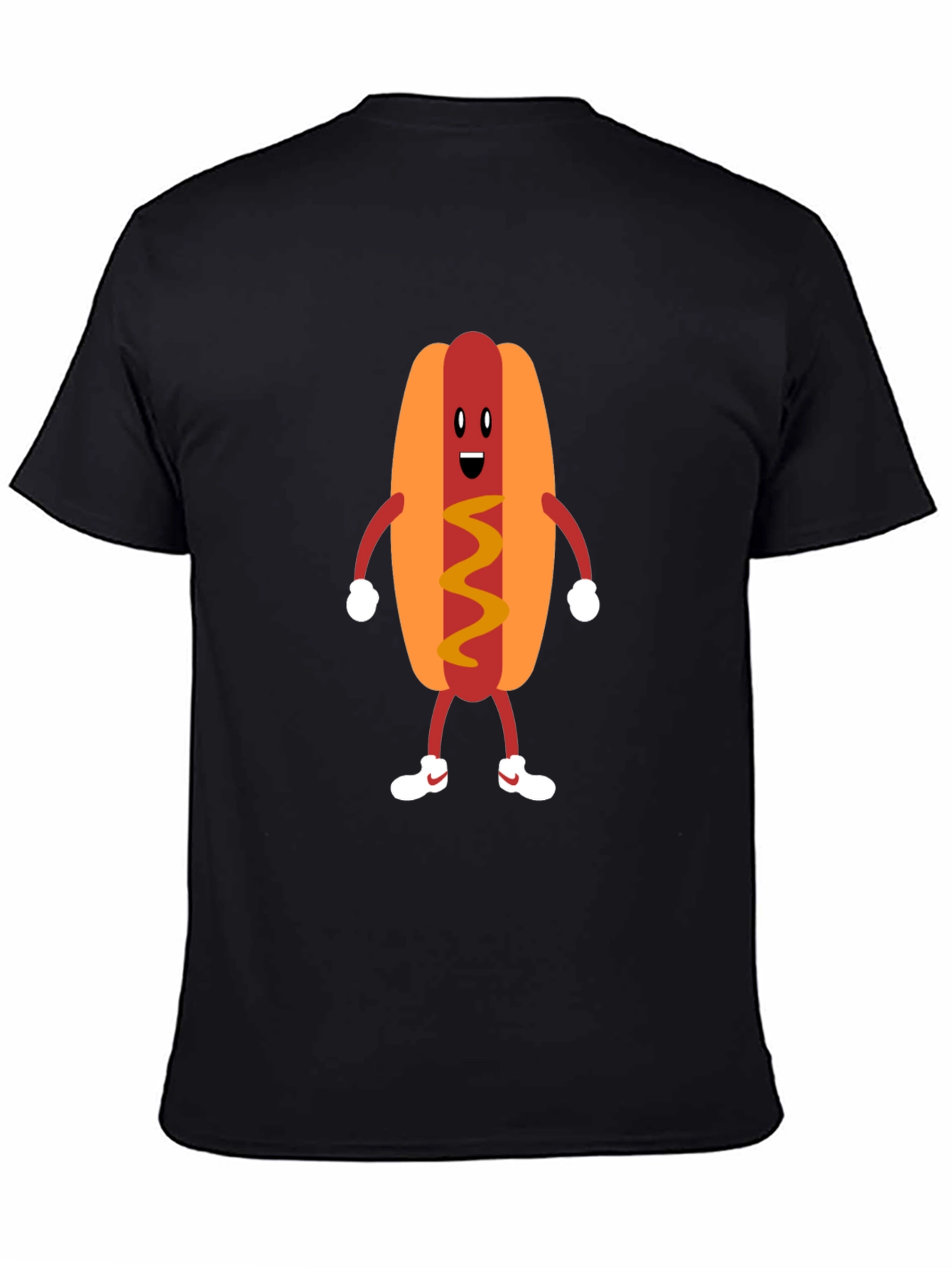Black Funny Hot Dog Graphic Tee - Unisex Black T-Shirt view 4