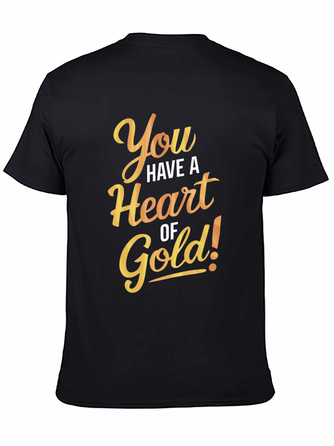 Black Heart of Gold Graphic Tee - Black Cotton Casual T-Shirt view 4