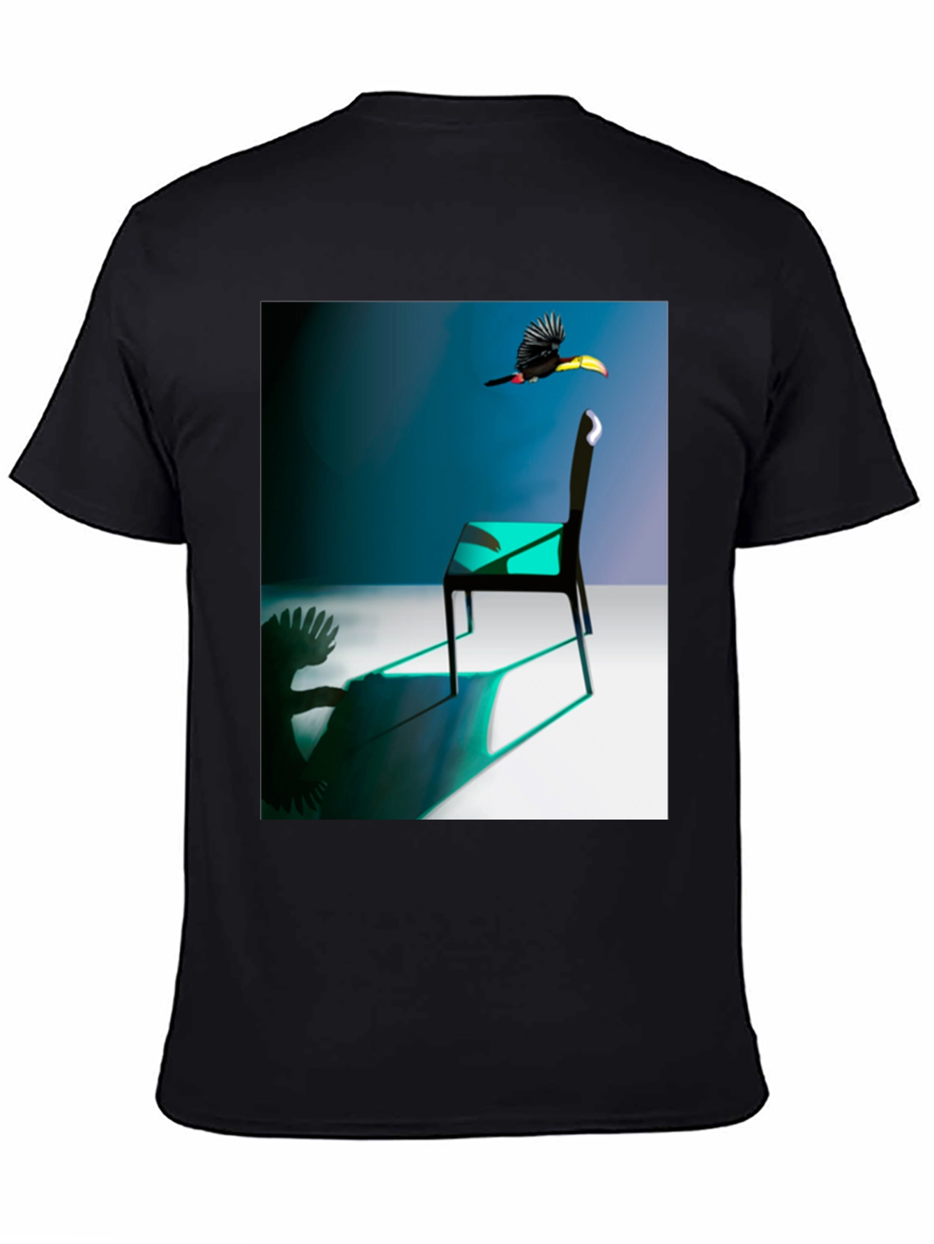 Black Abstract Toucan Chair T-Shirt view 4