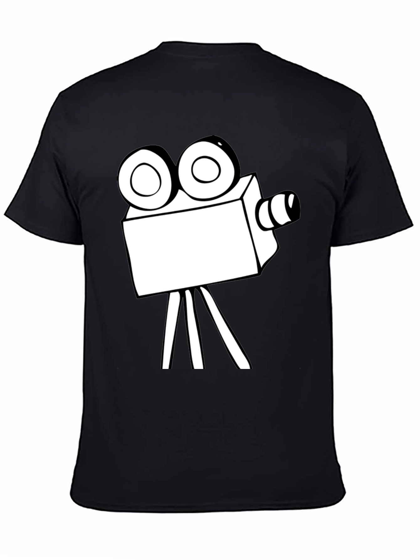 Black Retro Movie Camera Graphic T-Shirt view 4