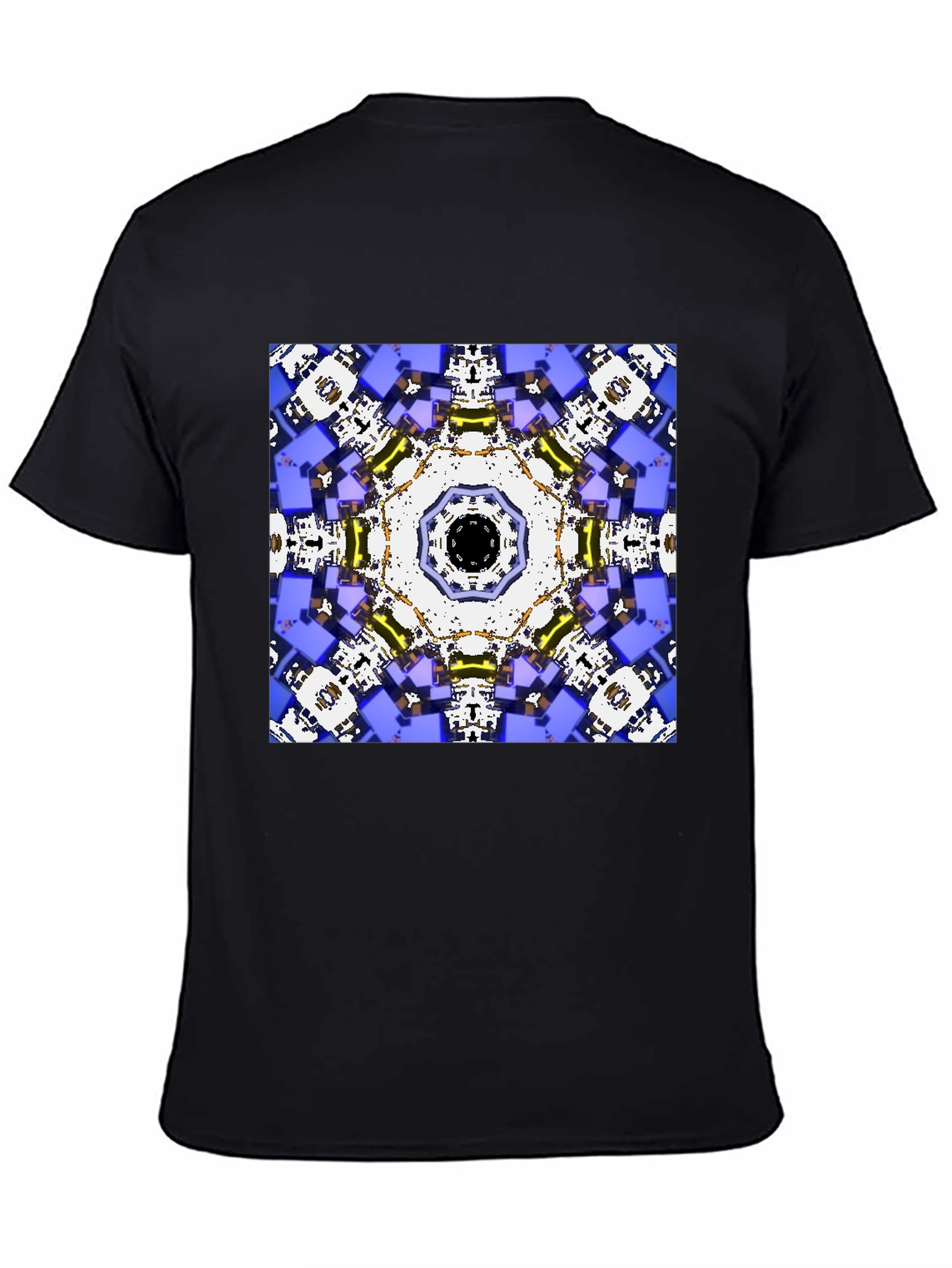 Black Geometric Kaleidoscope Print Black T-Shirt view 4