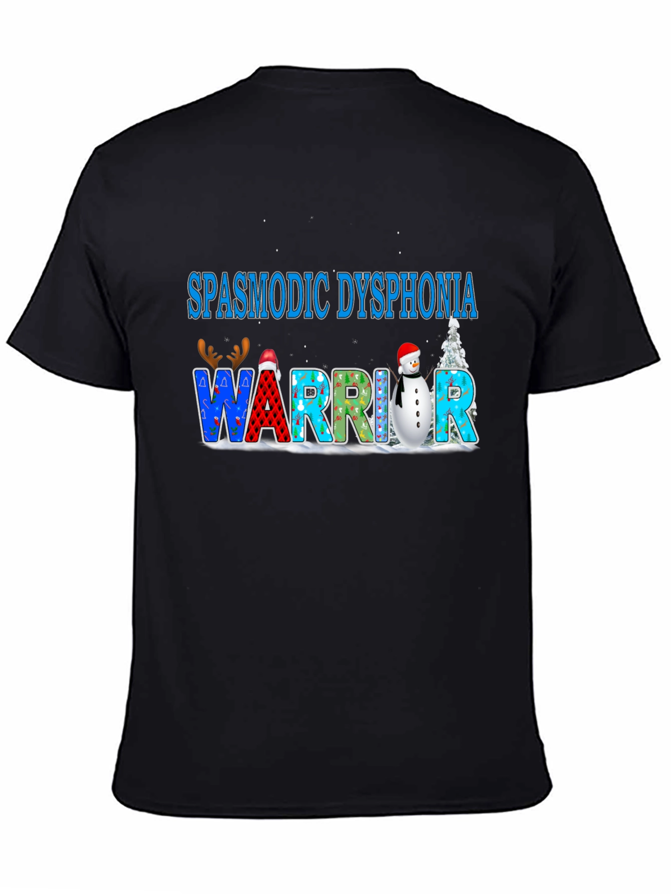 Black Spasmodic Dysphonia Warrior T-Shirt view 4