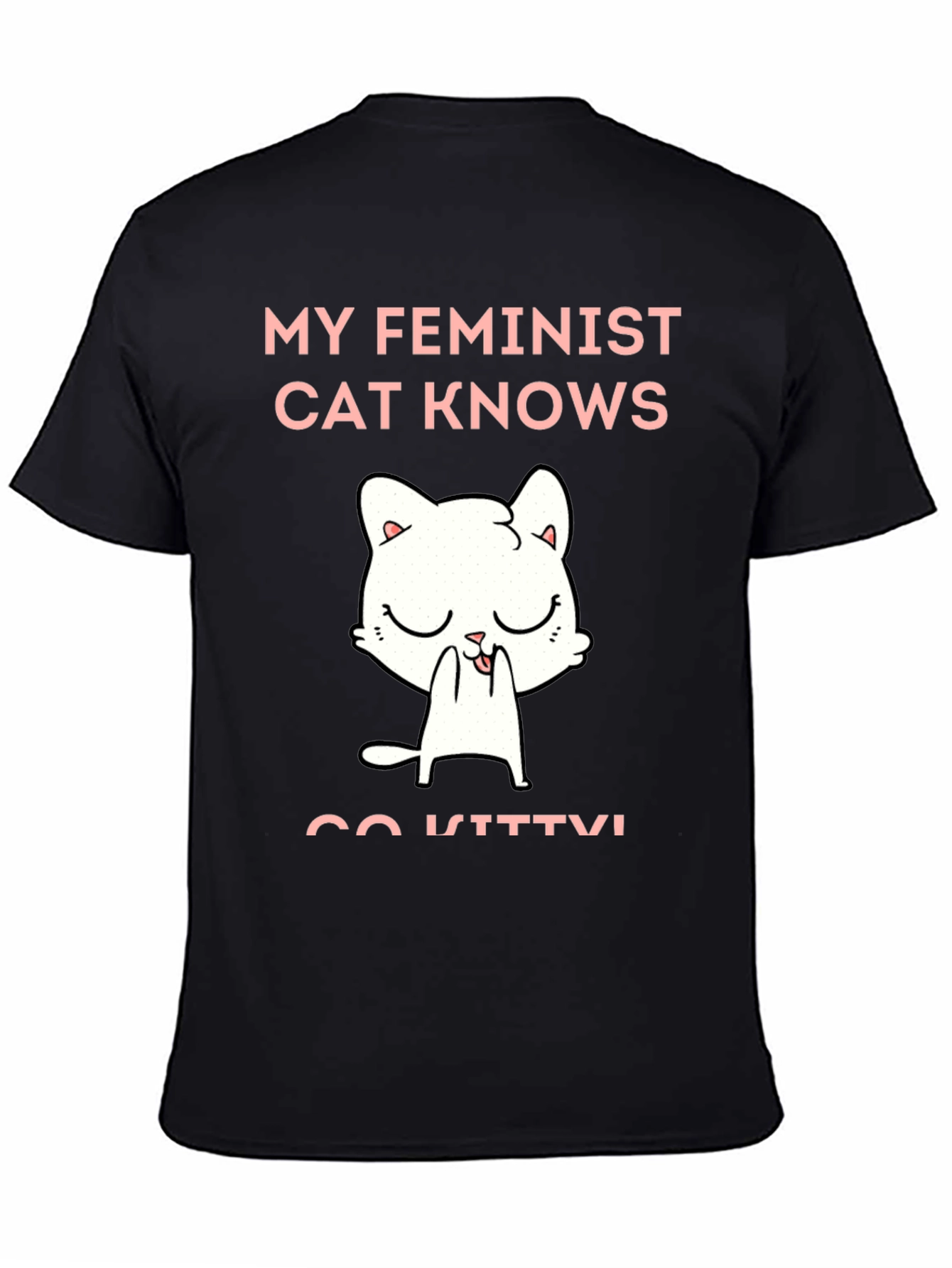 Black Feminist Cat Graphic T-Shirt - Unisex Cotton Tee view 4