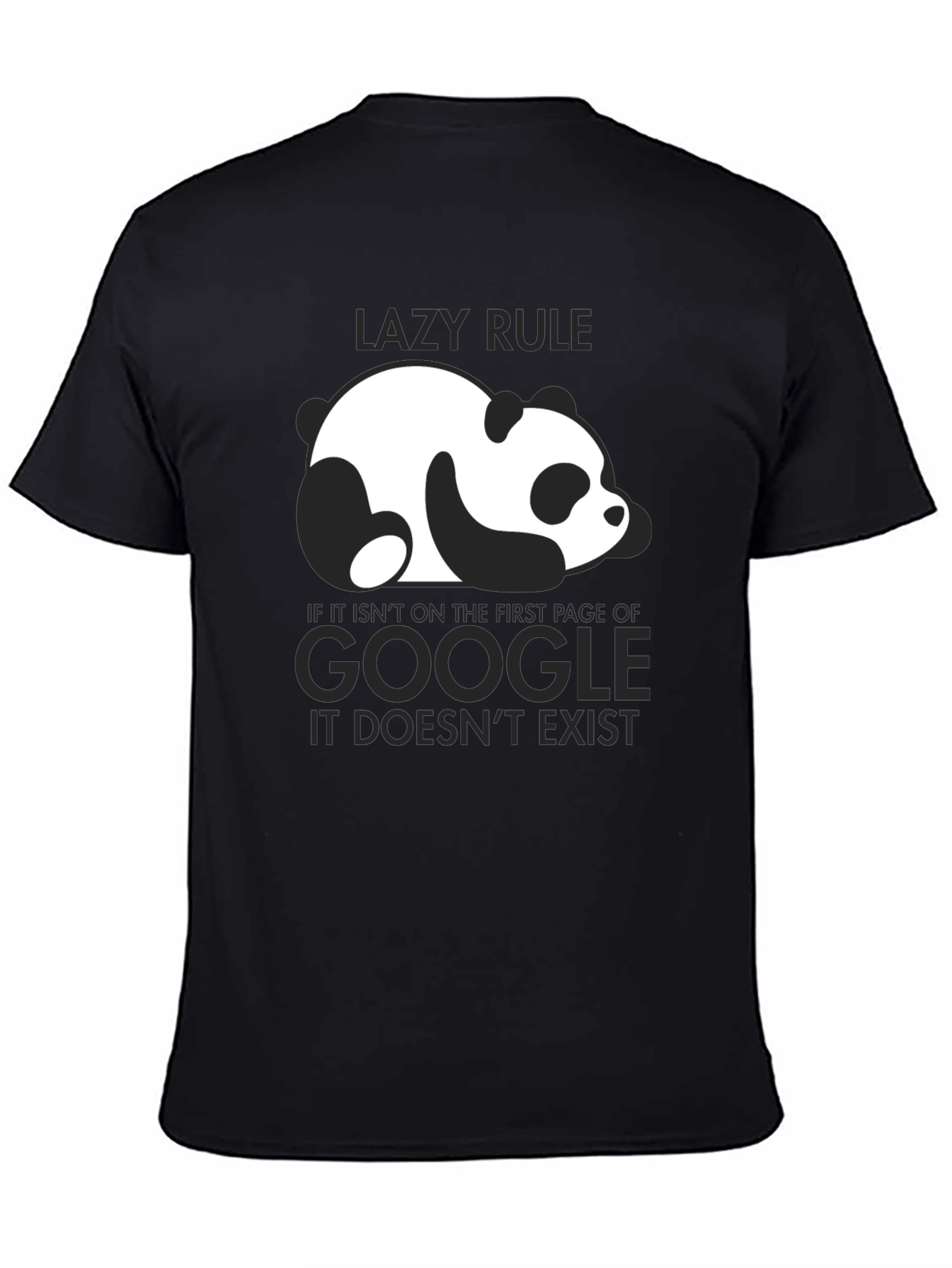 Black Lazy Rule Panda Google T-Shirt view 4