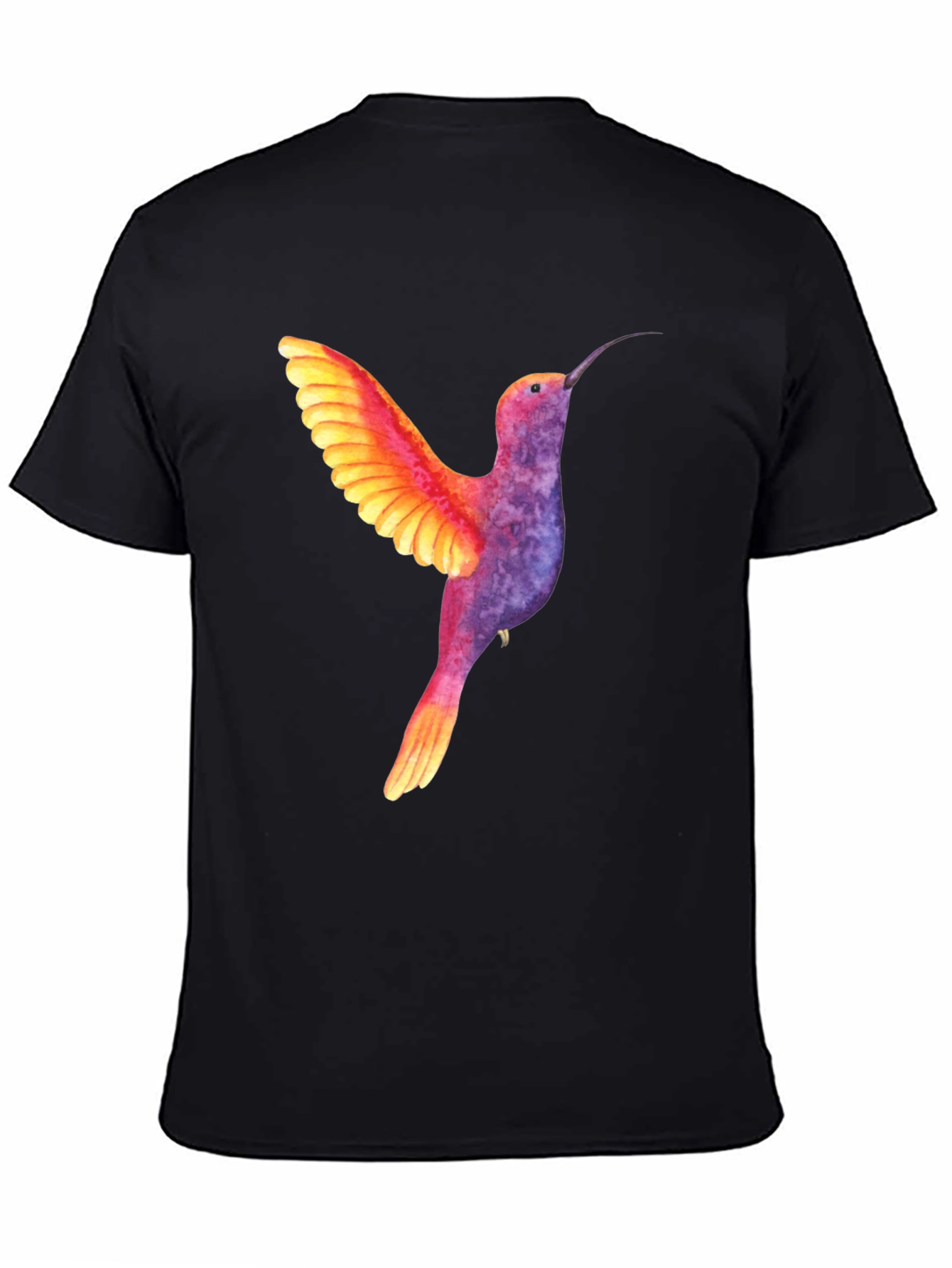 Black Hummingbird Graphic Tee - Colorful Bird Design view 4