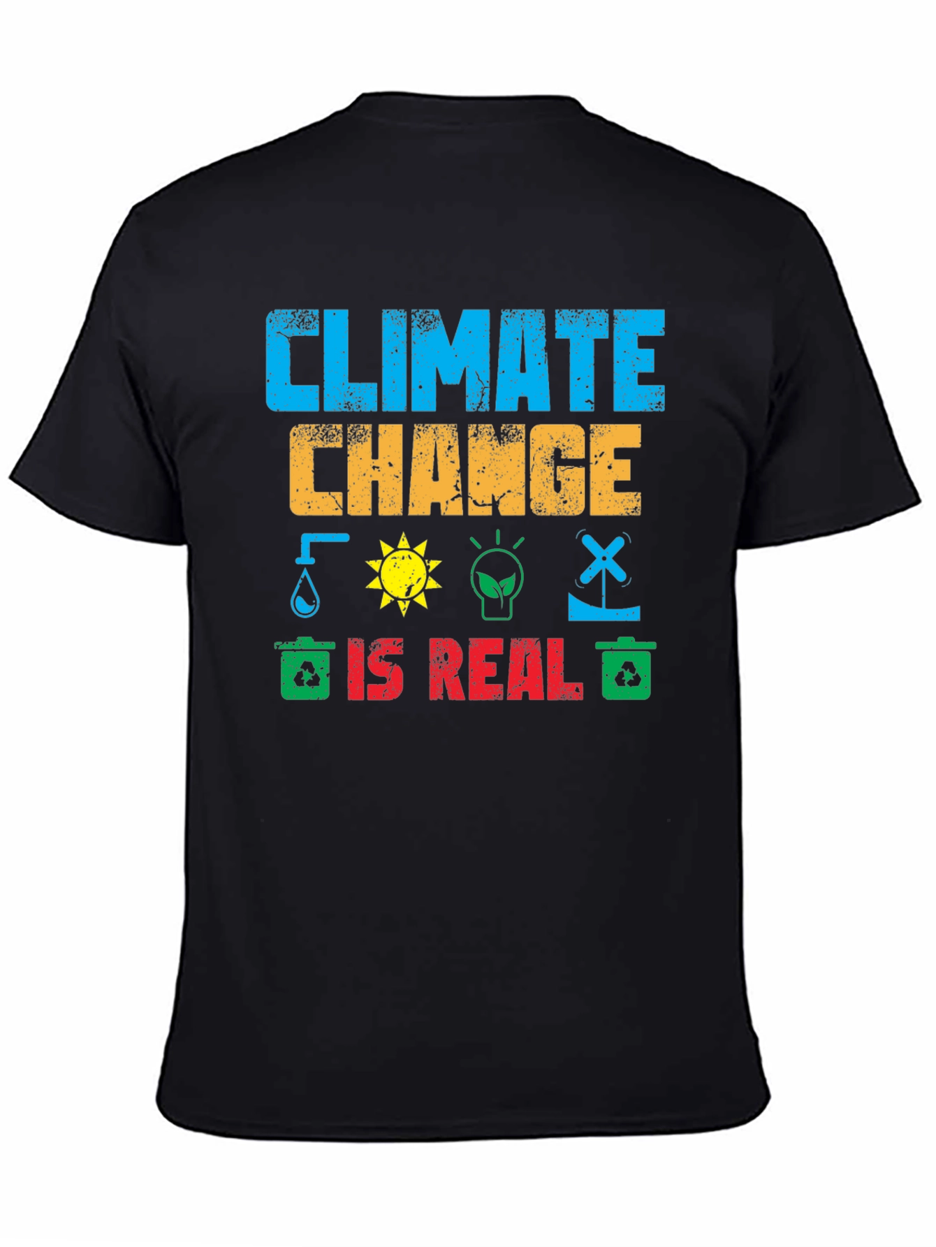 Black Climate Change is Real Graphic T-Shirt view 4