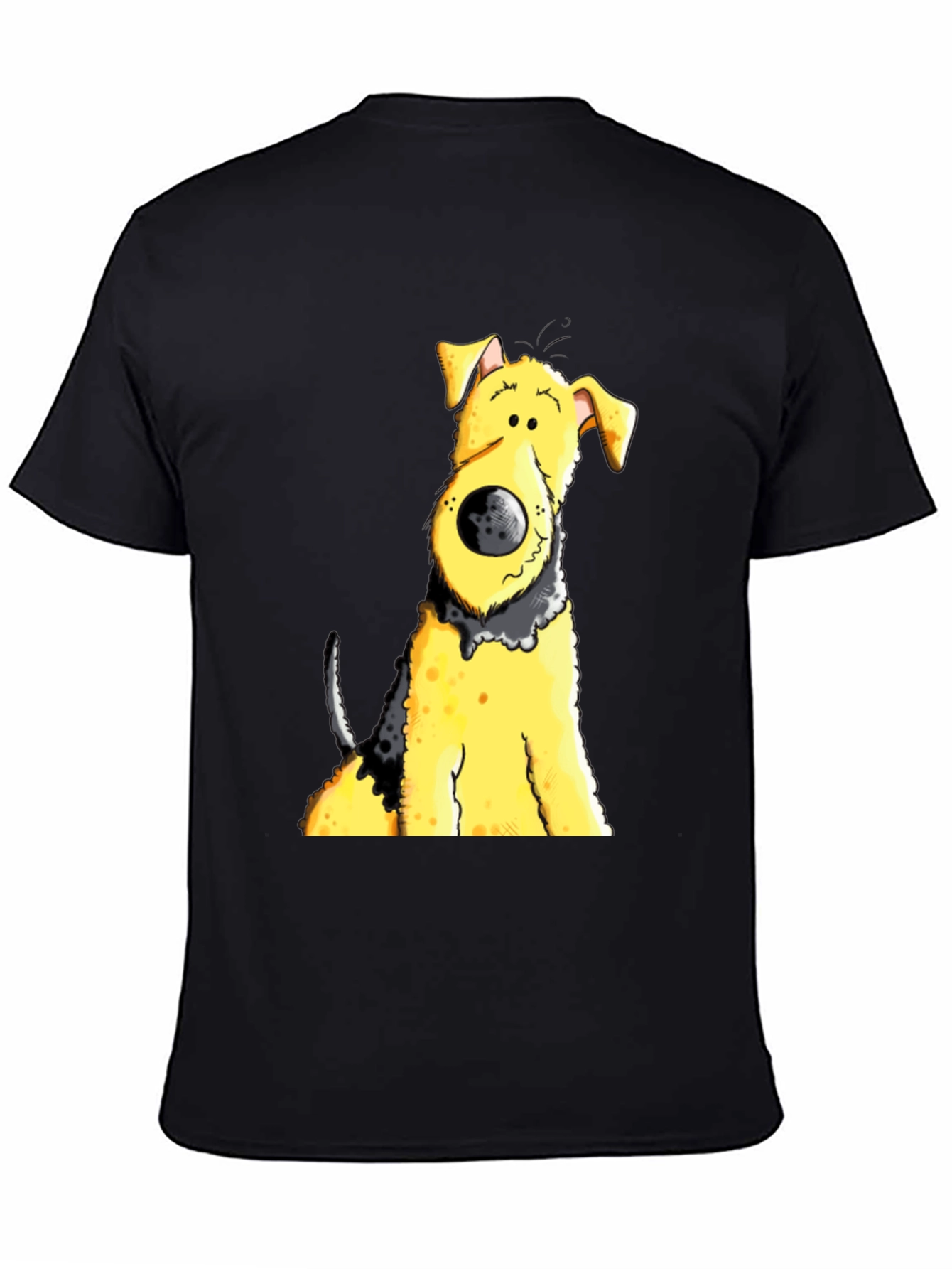 Black Cartoon Dog Graphic Tee - Black Cotton Blend view 4