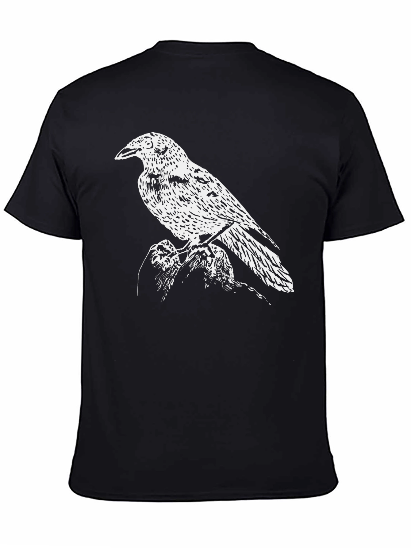 Black Raven Print Black T-Shirt view 4