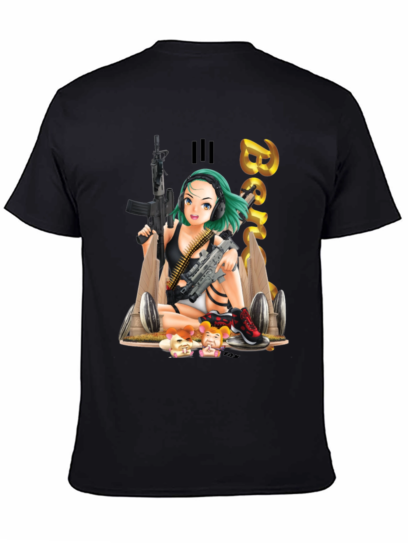 Black Anime Girl Graphic T-Shirt view 4