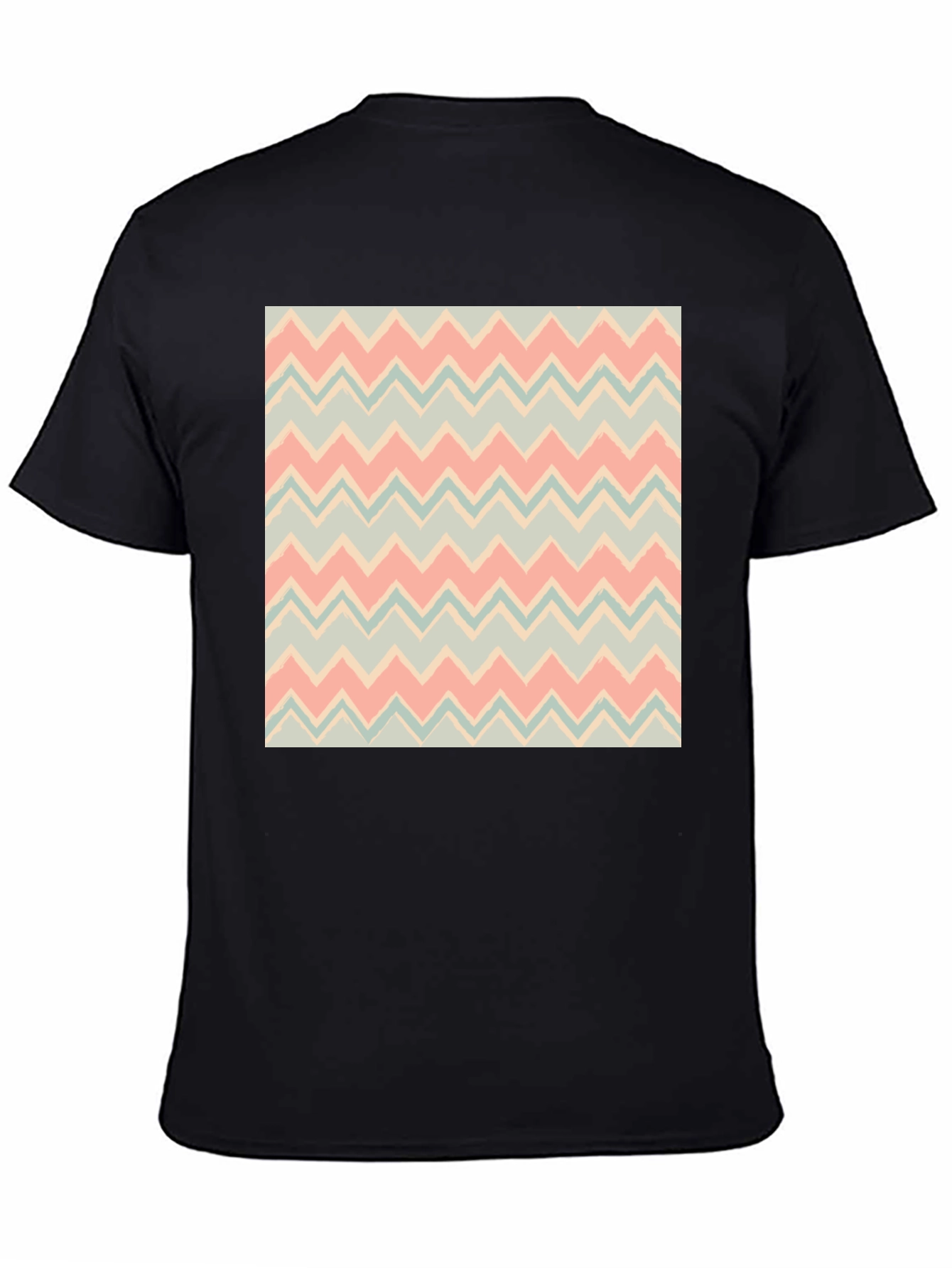 Black Chevron Pattern Black T-Shirt view 4