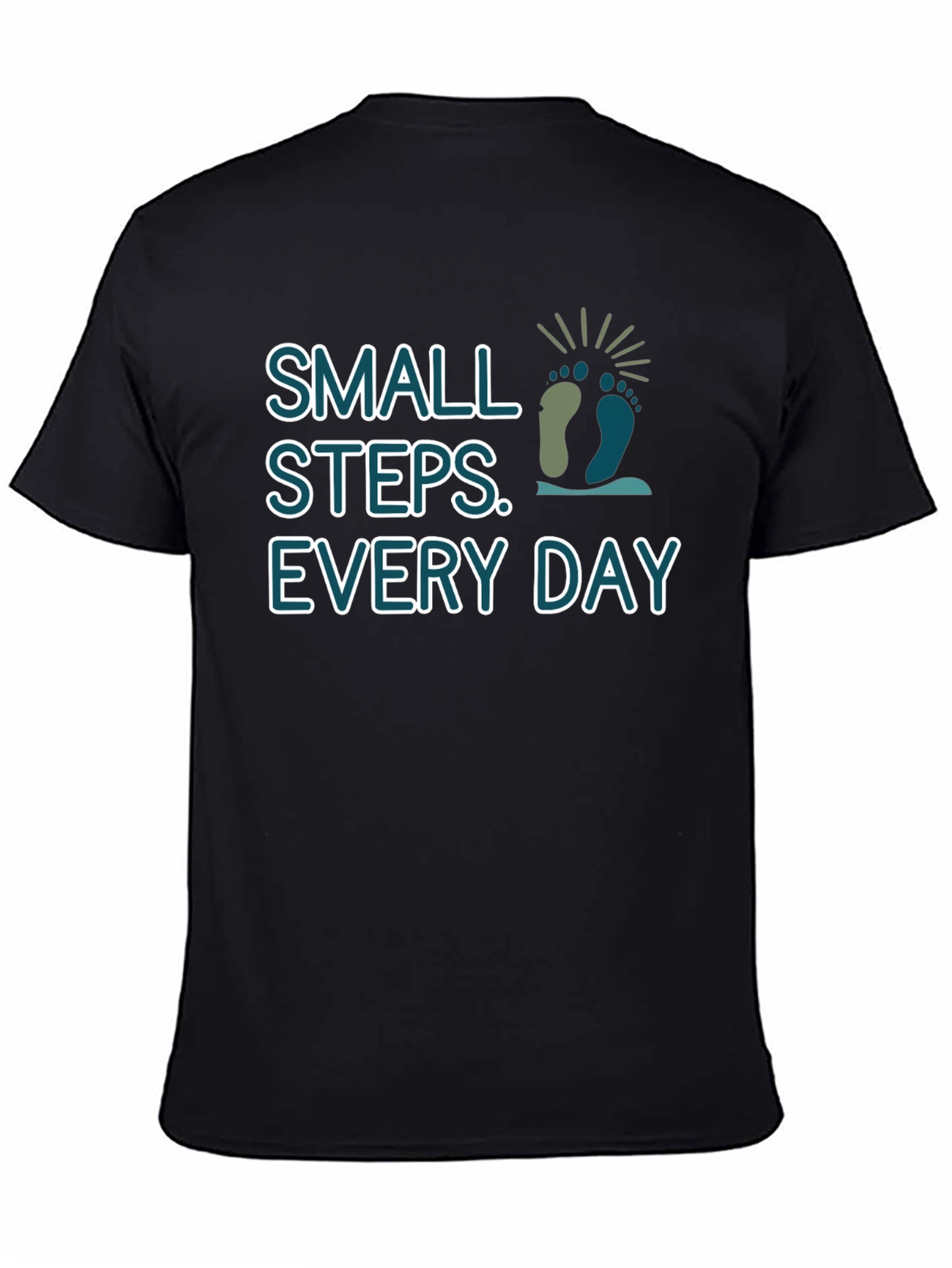 Black Small Steps Every Day Black T-Shirt view 4