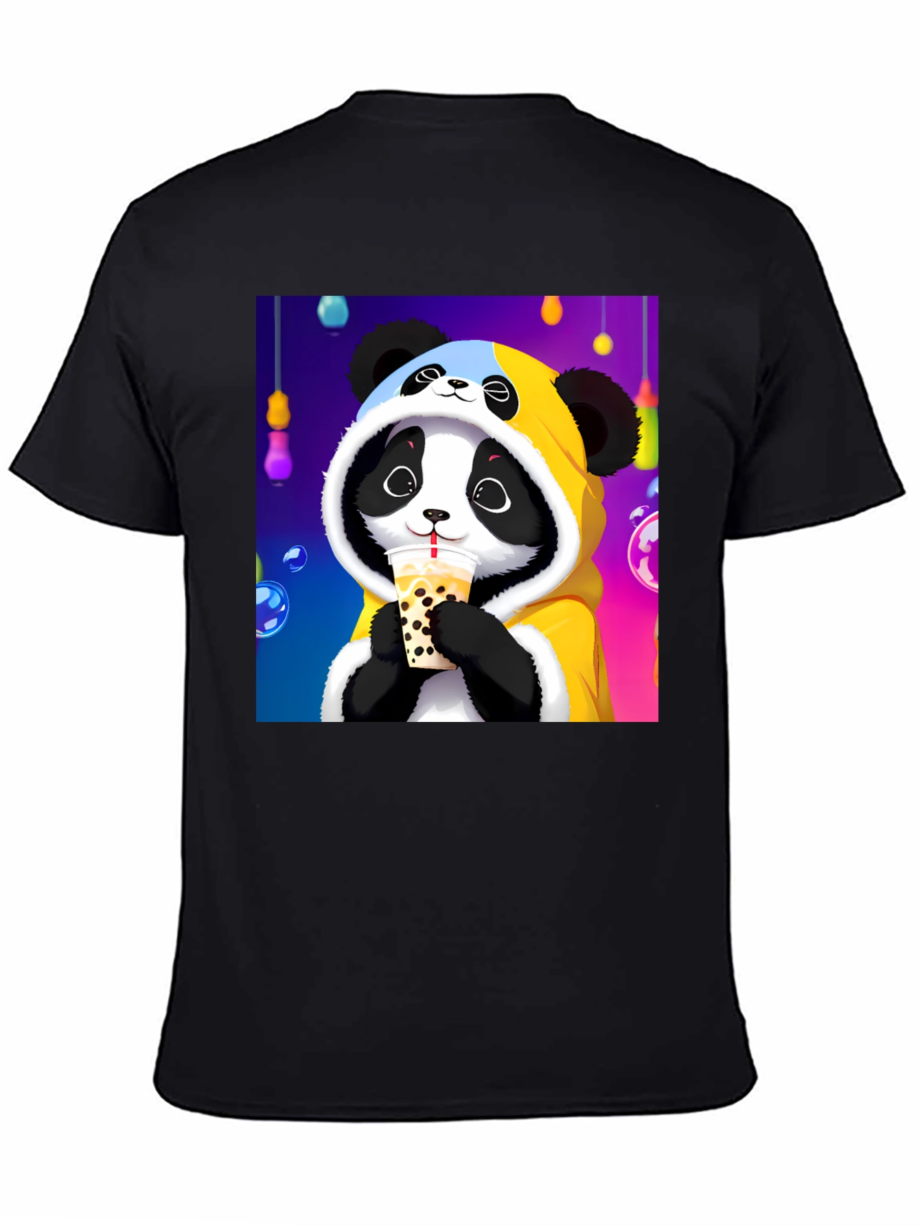 Black Cute Panda Boba Tea Graphic Tee view 4