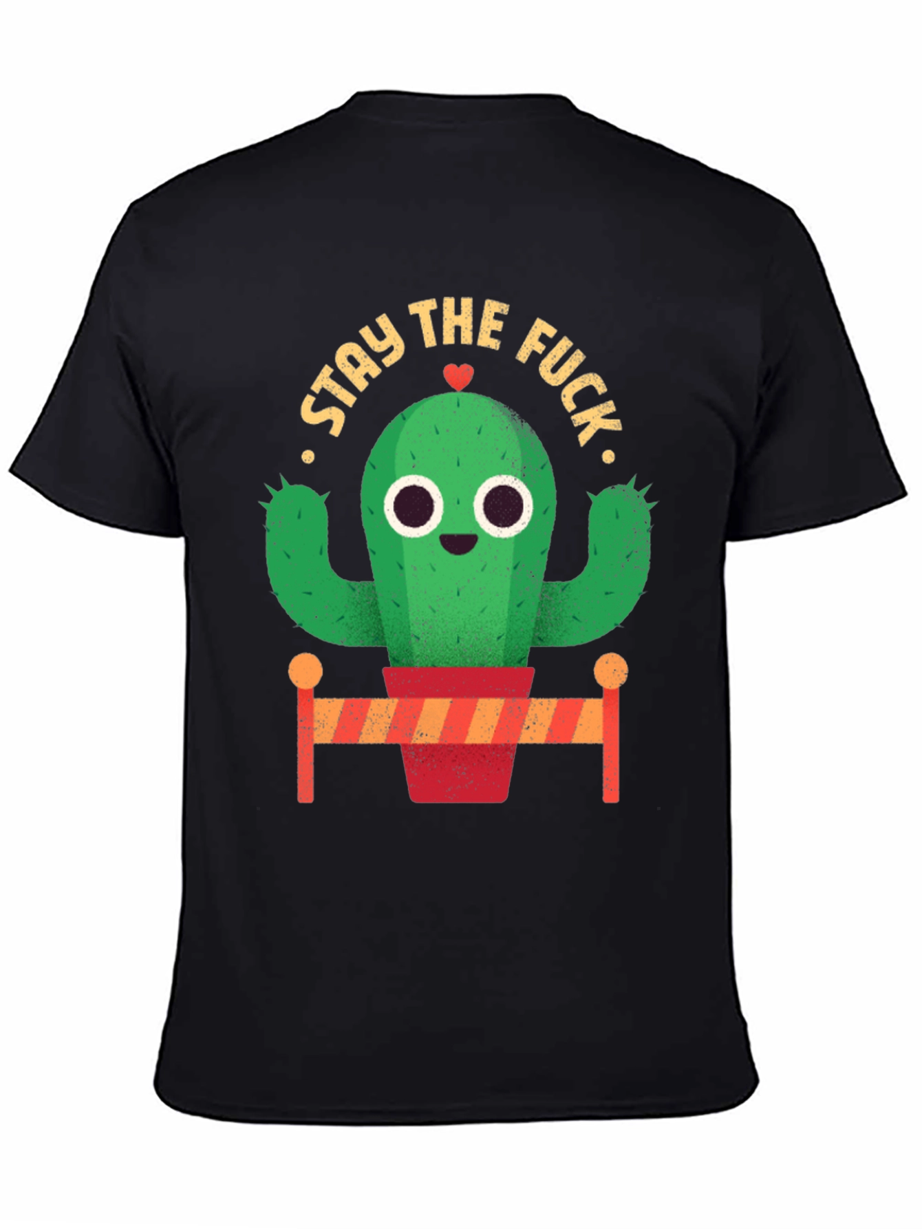 Black Stay The Fuck Cactus Novelty T-Shirt view 4