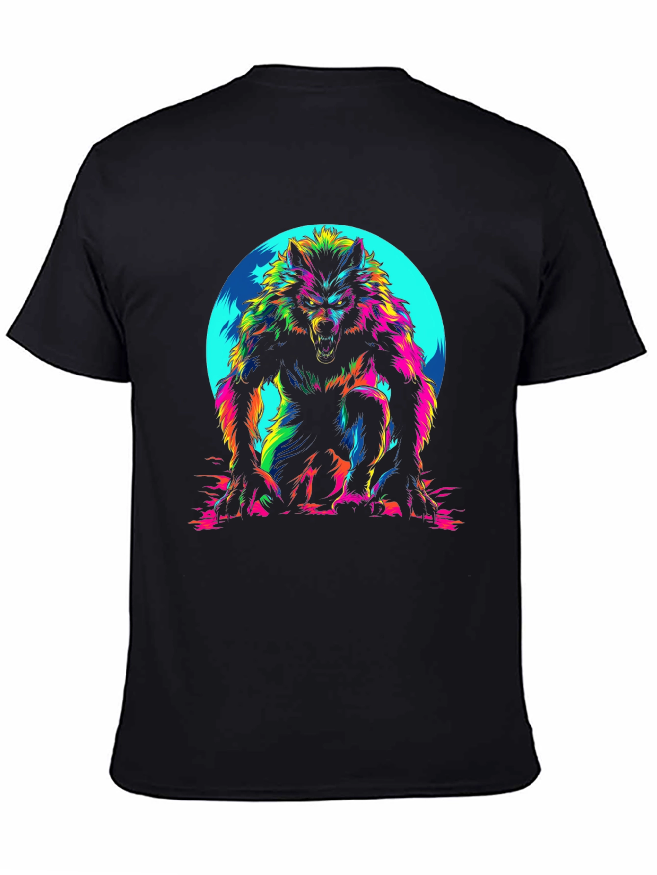 Black Vibrant Werewolf Graphic Tee view 4