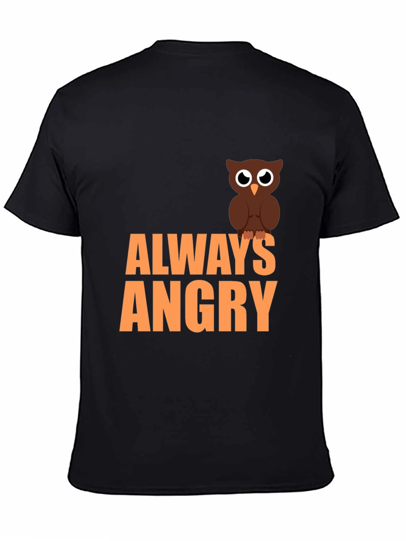 Black Always Angry Owl Graphic Tee - Men's Black T-Shirt view 4
