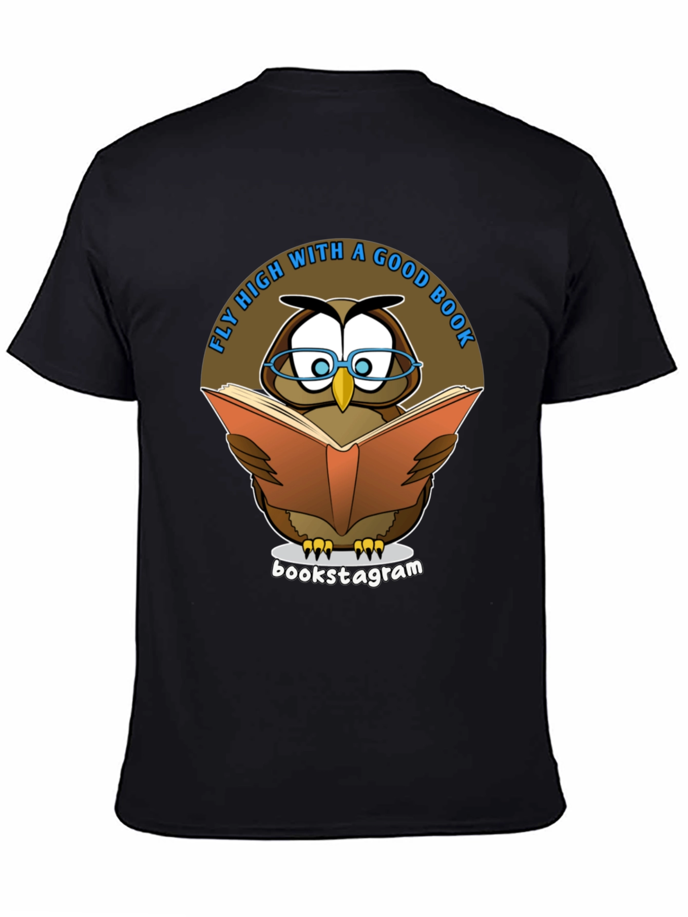 Black Fly High With A Good Book Owl T-Shirt view 4