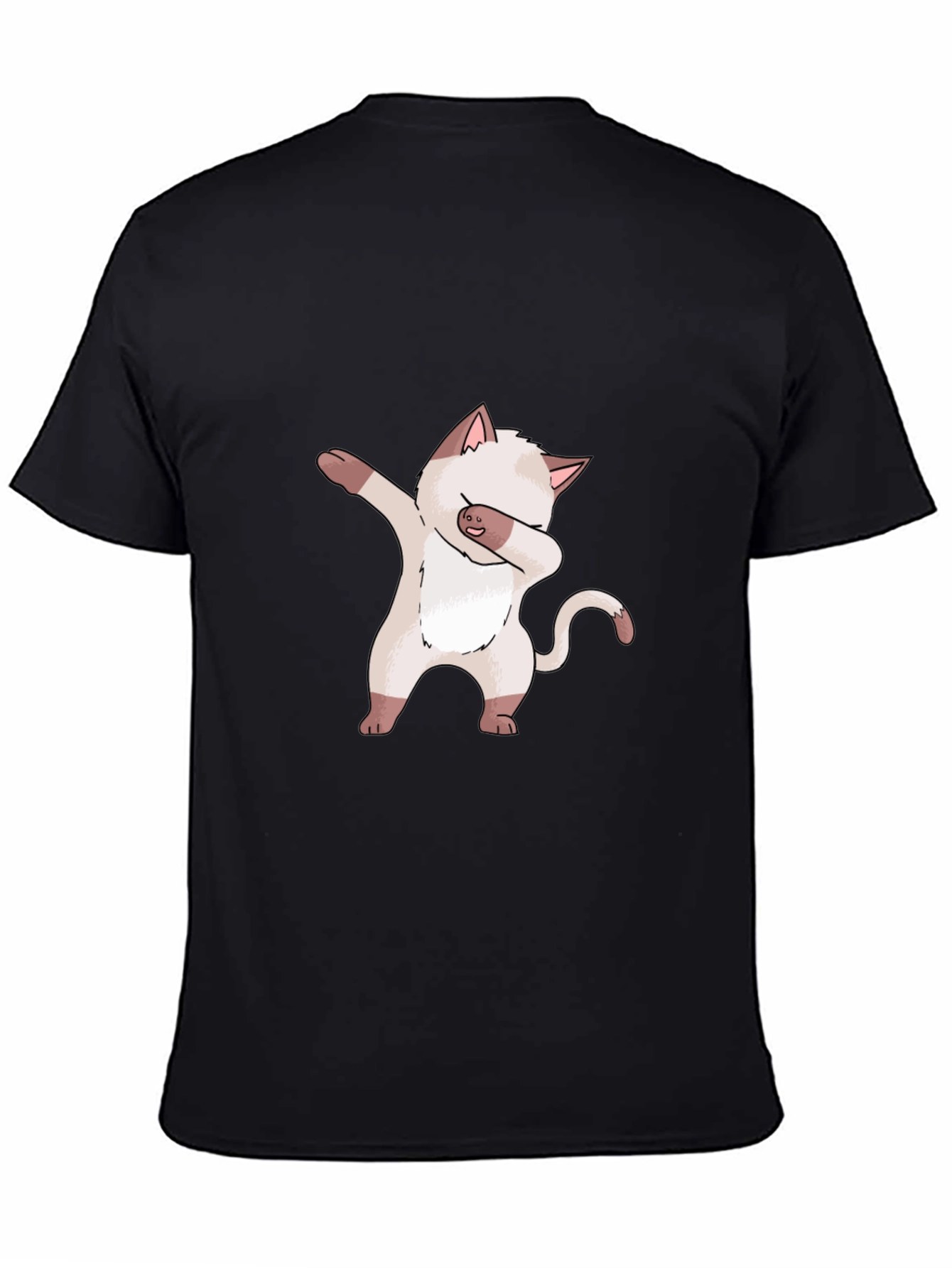 Black Dabbing Cat Graphic Tee - Black Cotton T-Shirt view 4