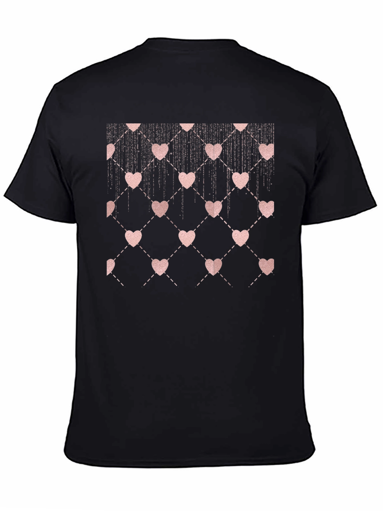 Black Heart Pattern Black T-Shirt view 4
