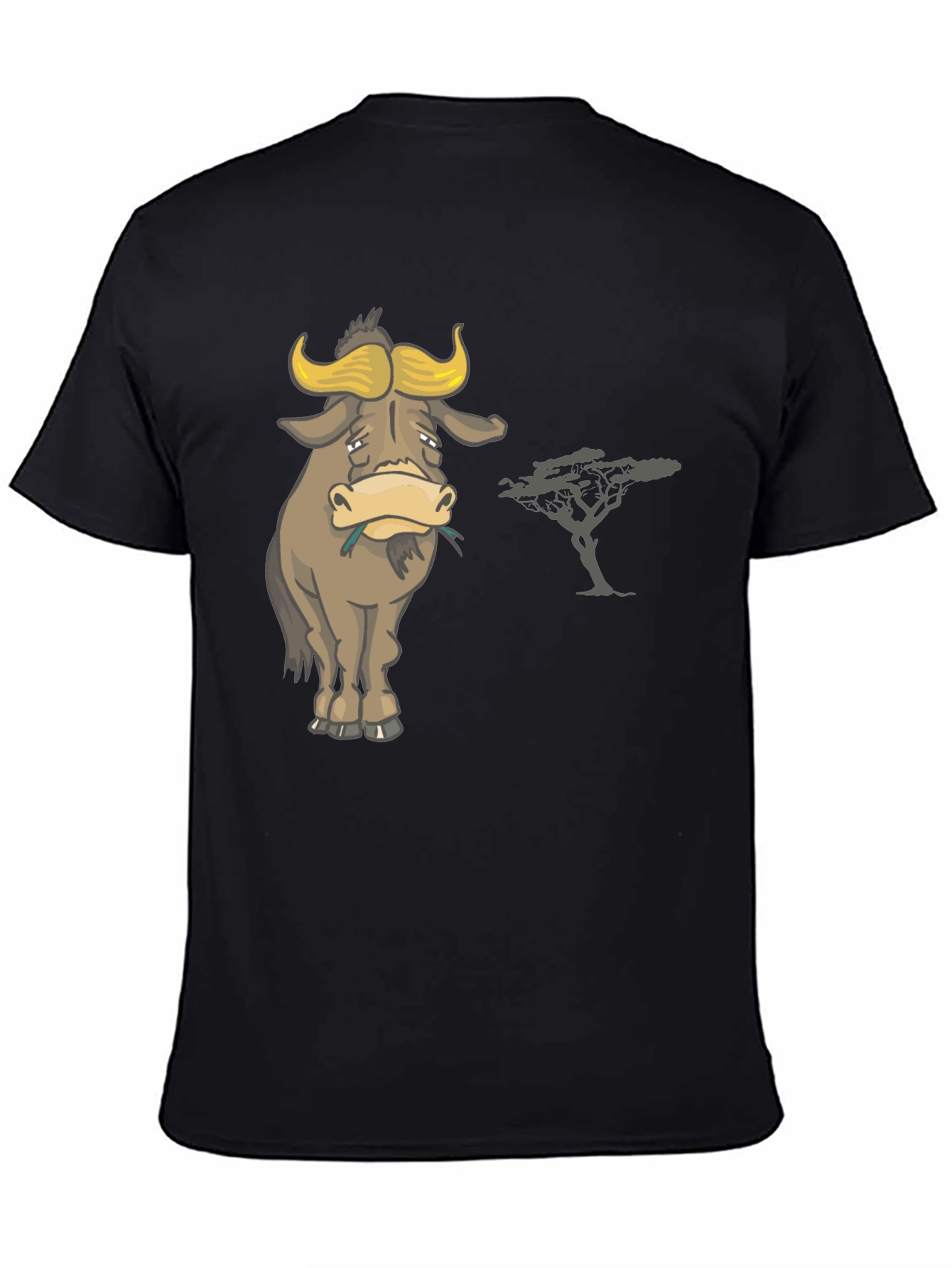 Black Sad Wildebeest T-Shirt - Men's Black Graphic Tee view 4
