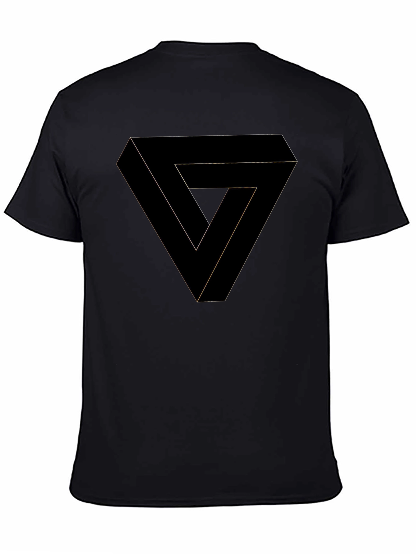 Black Optical Illusion Triangle Graphic Tee - Black Cotton Shirt view 4